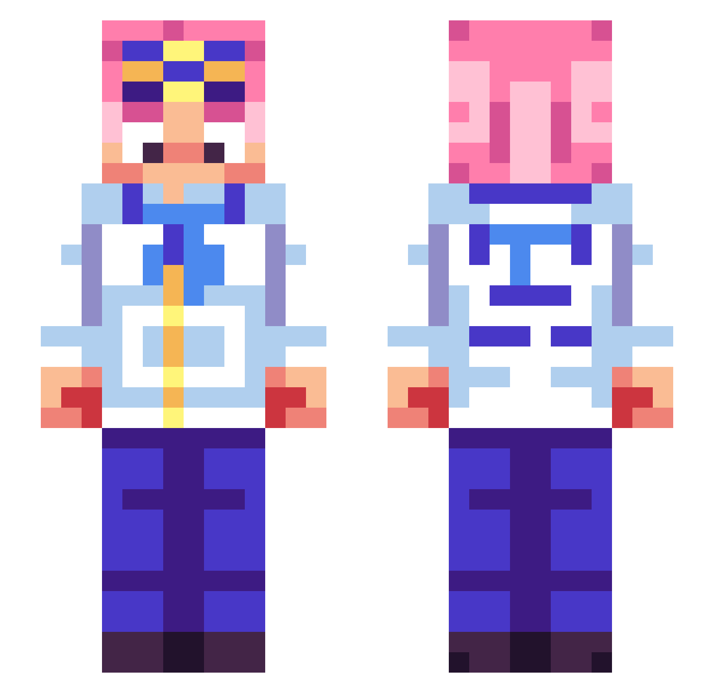 OrangeSchweppes Minecraft skin, front and back view
