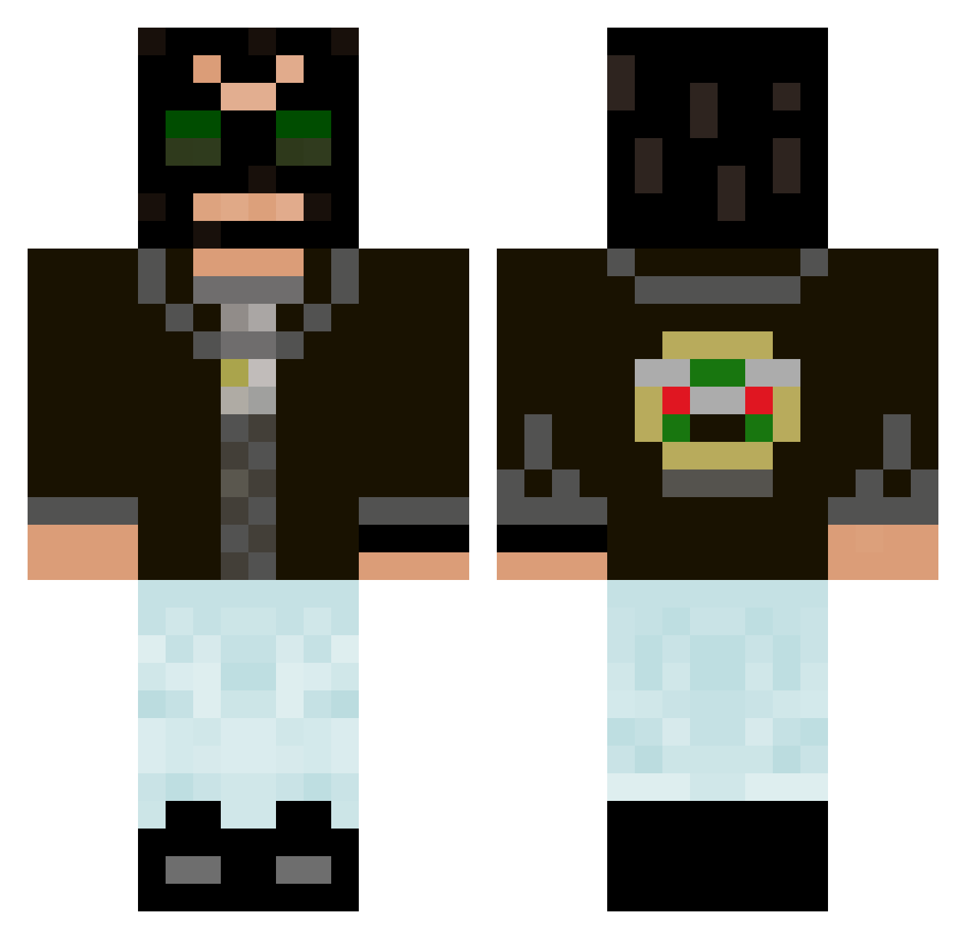 ComaToasted57 Minecraft skin, front and back view