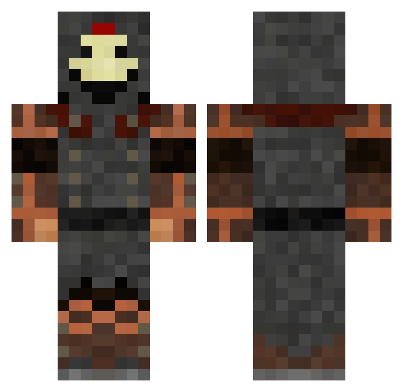 SkillfulSlayer Minecraft skin, front and back view