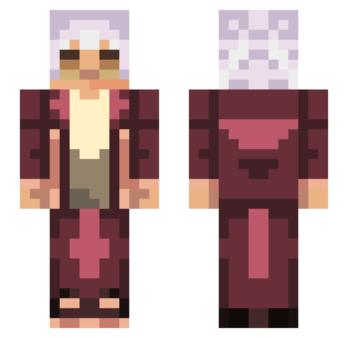Serviuo Minecraft skin, front and back view