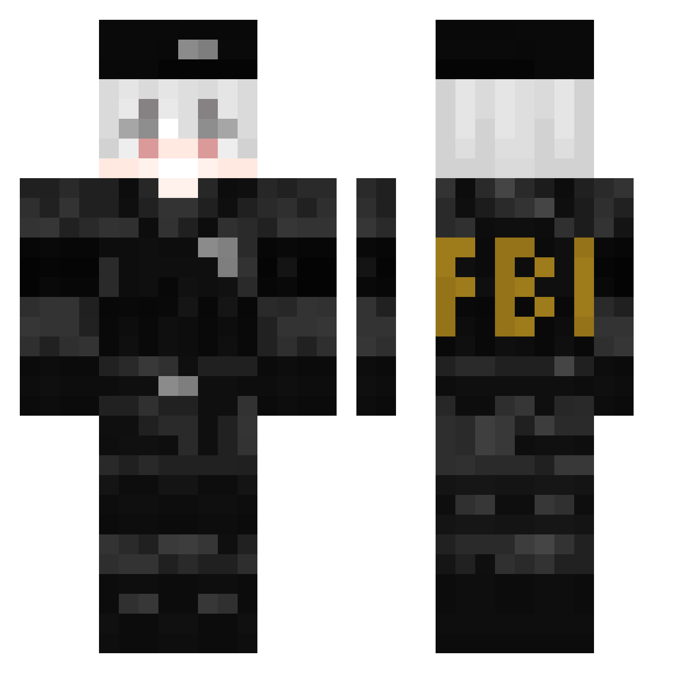 Yohelm Minecraft skin, front and back view