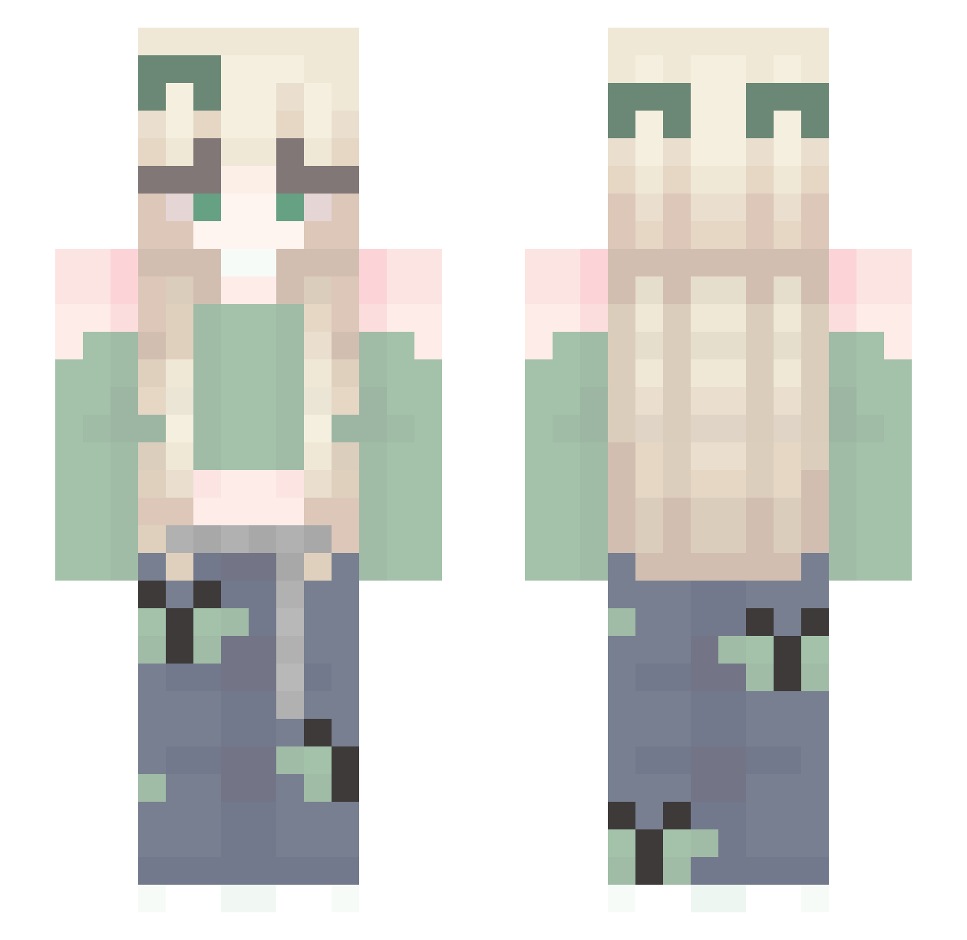bueka Minecraft skin, front and back view