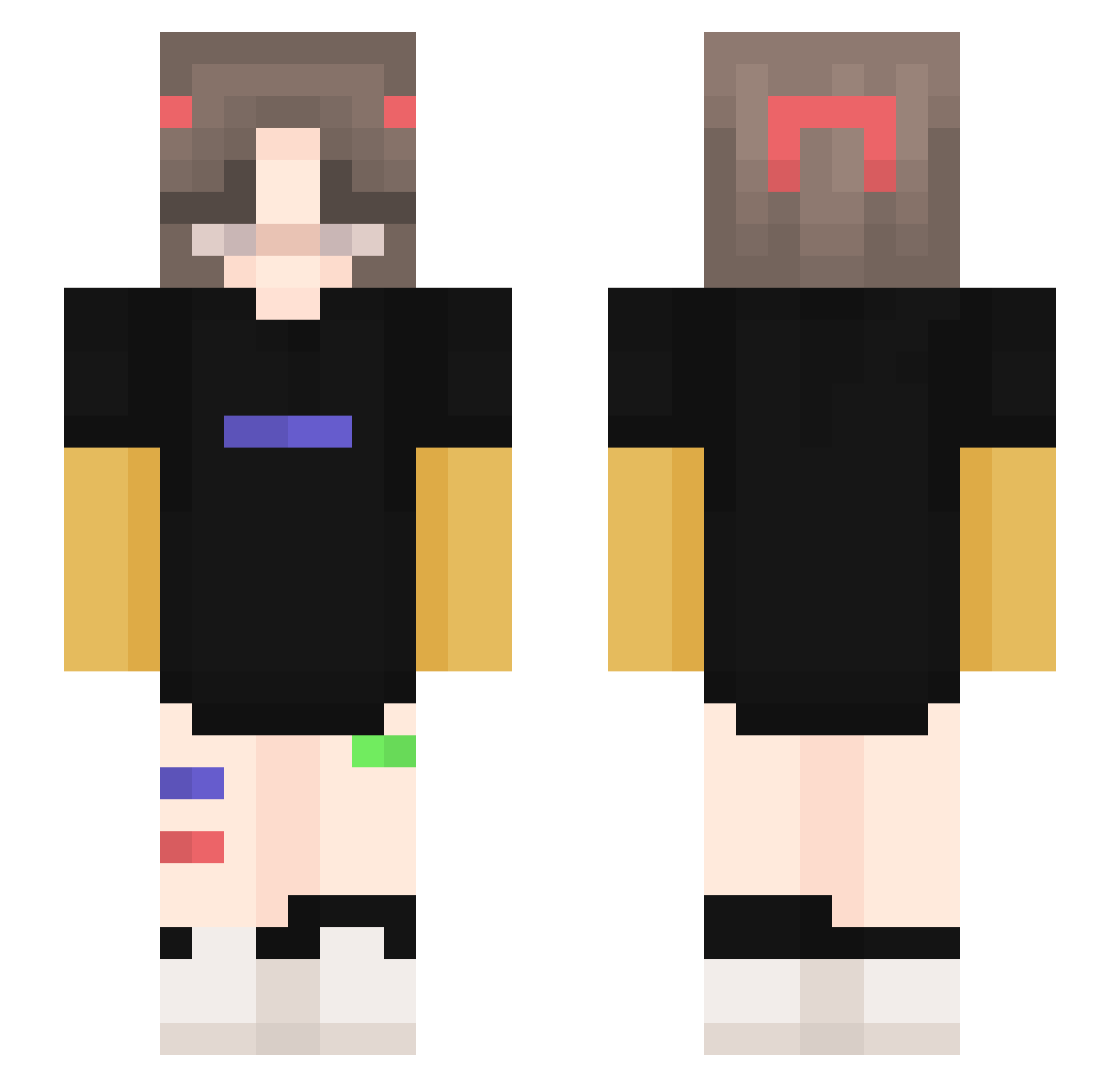 Shizky Minecraft skin, front and back view