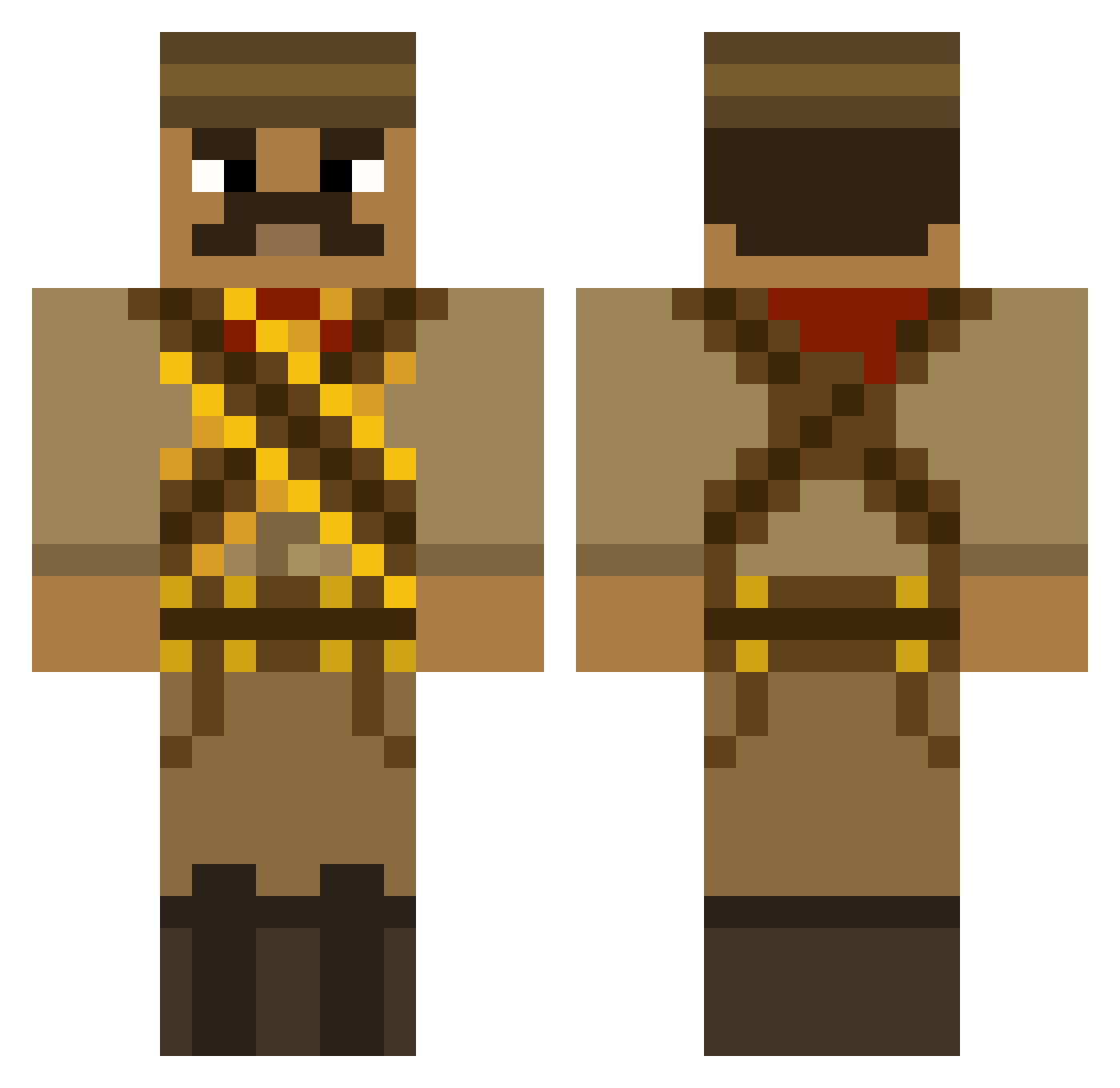 AttilathePun420 Minecraft skin, front and back view