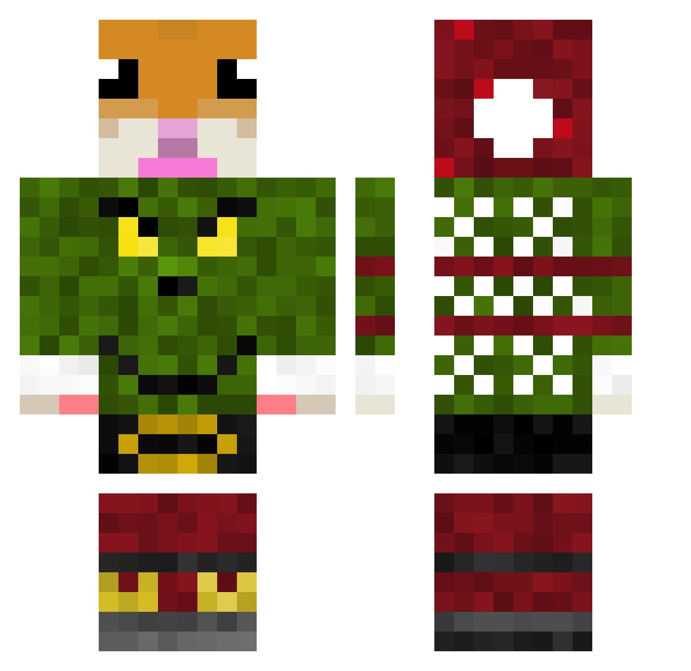 Mikipros Minecraft skin, front and back view