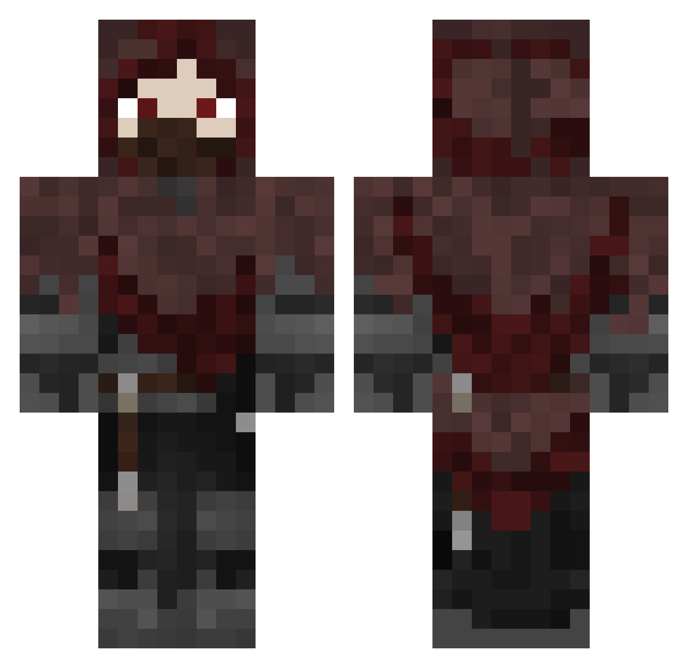 Dry__ Minecraft skin, front and back view