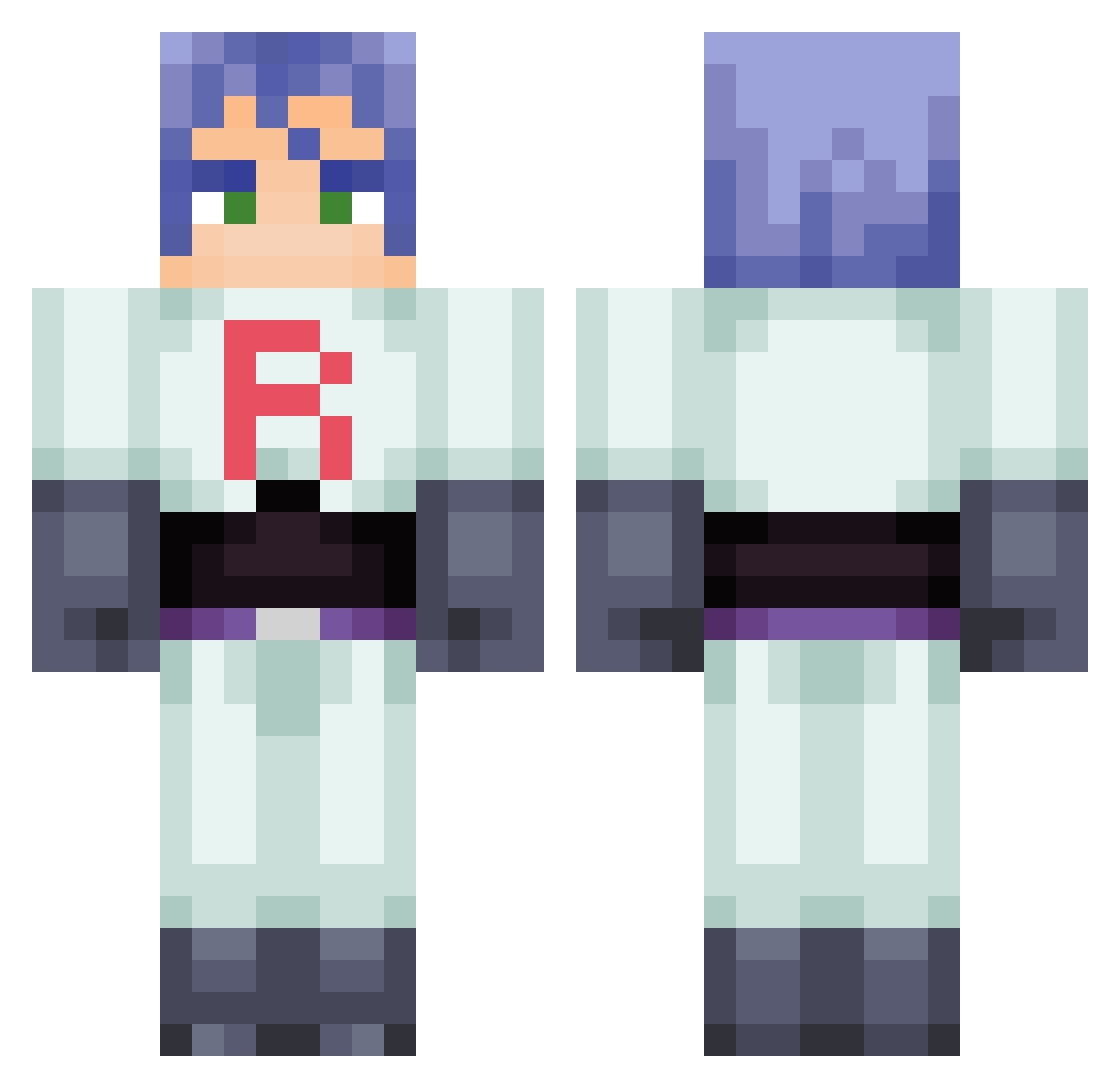 revtroo Minecraft skin, front and back view