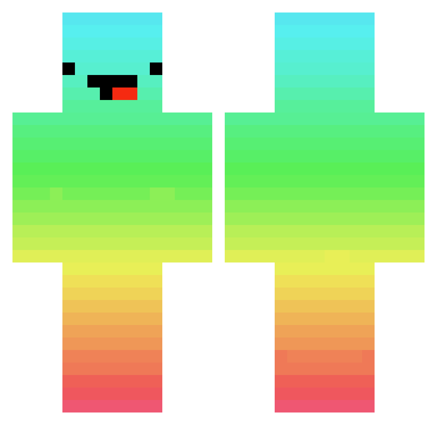 HUNcutNOOB Minecraft skin, front and back view