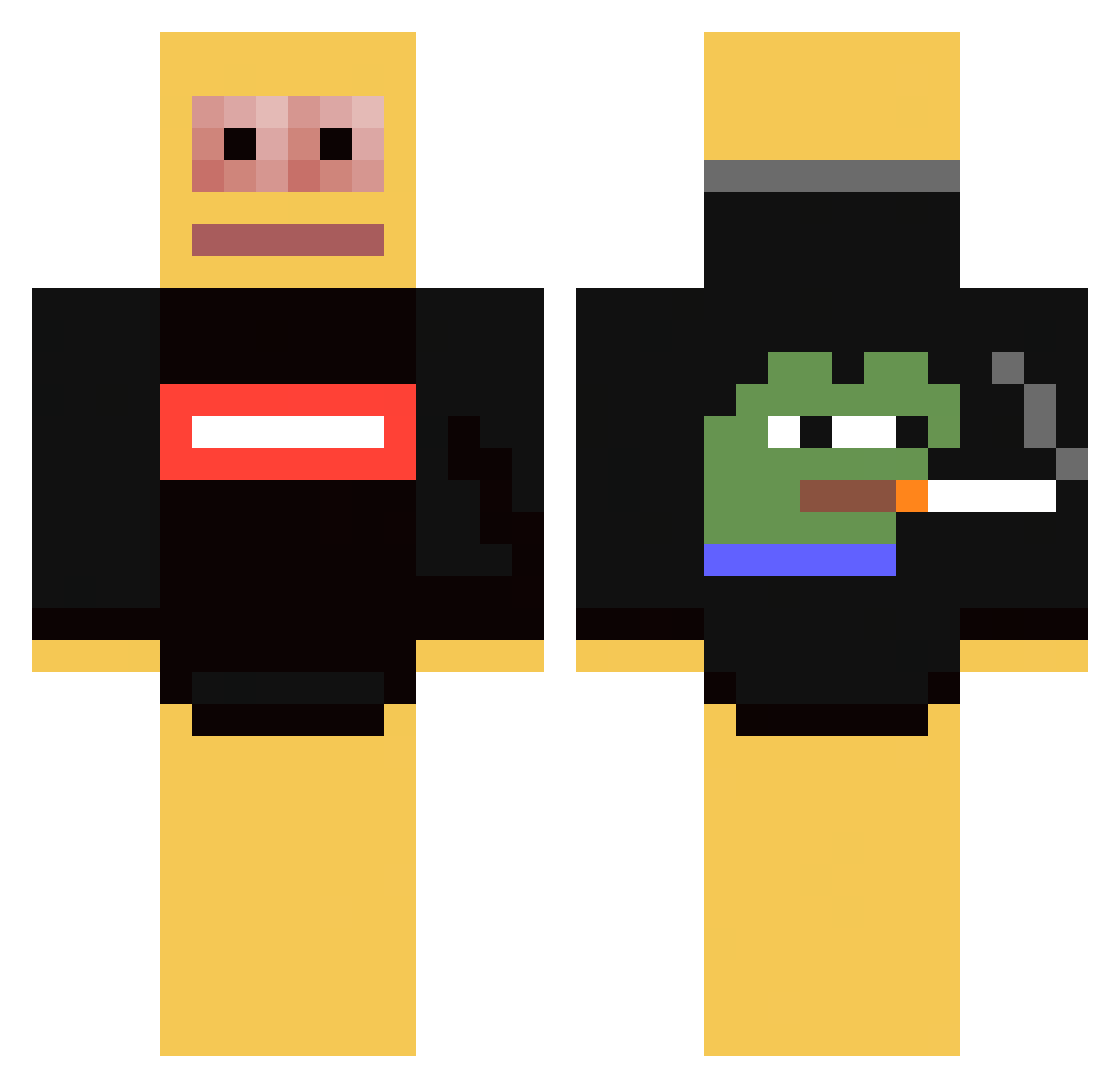 Psychoanalyzing Minecraft skin, front and back view
