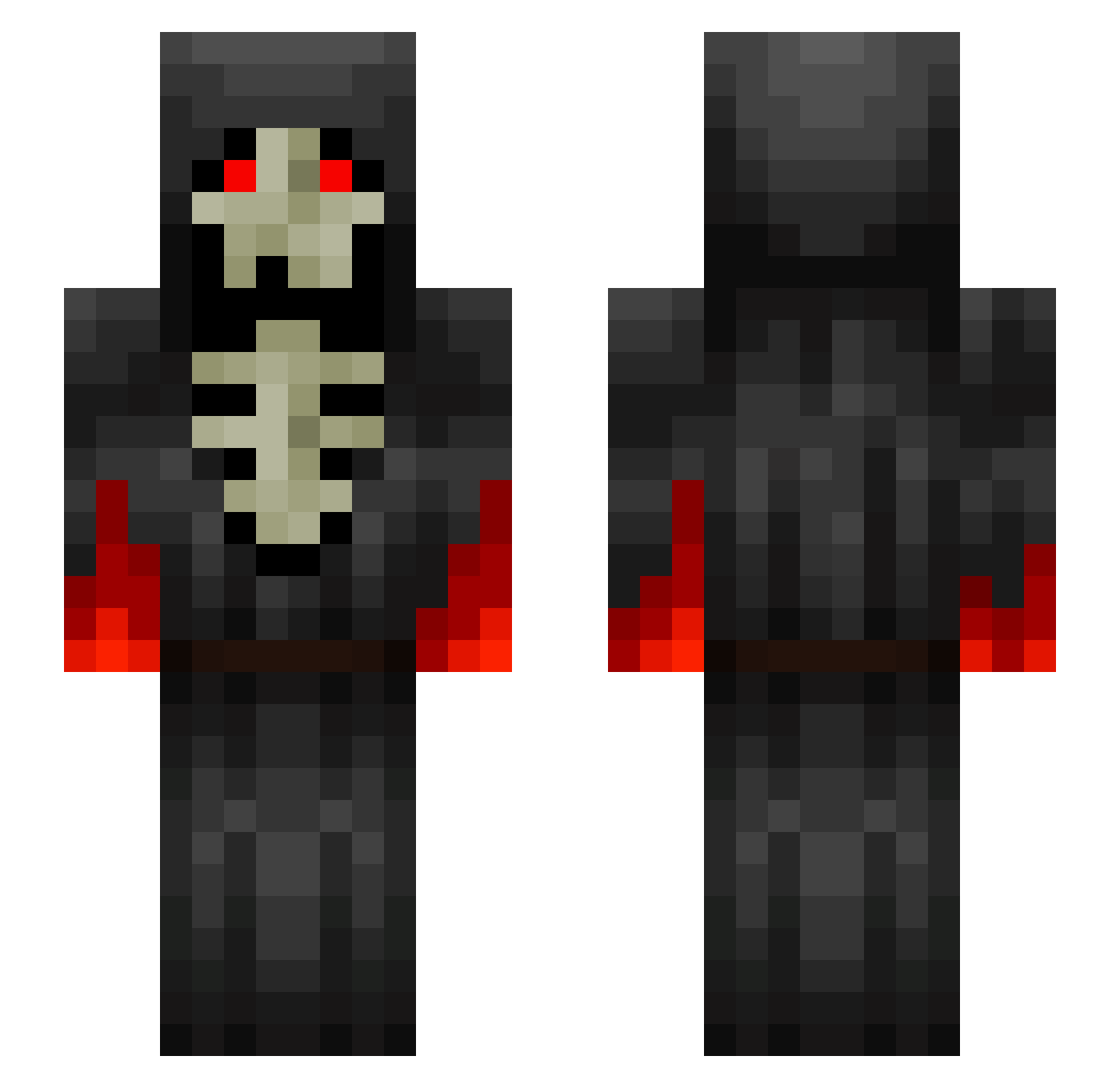 skellysonfire Minecraft skin, front and back view