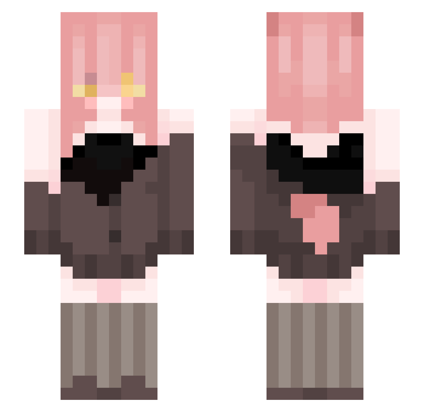 wFlooF Minecraft skin, front and back view