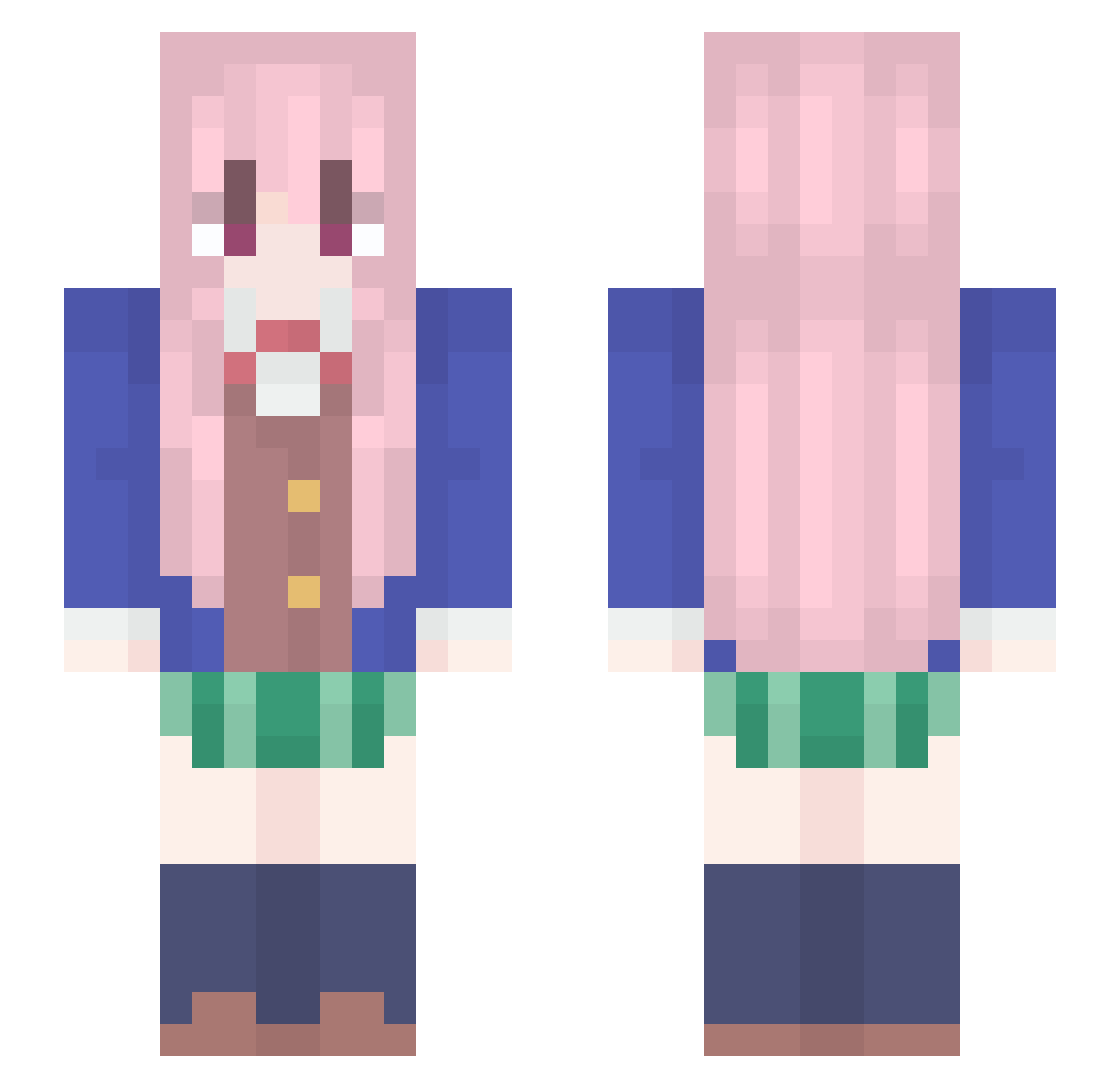 Credit Minecraft skin, front and back view