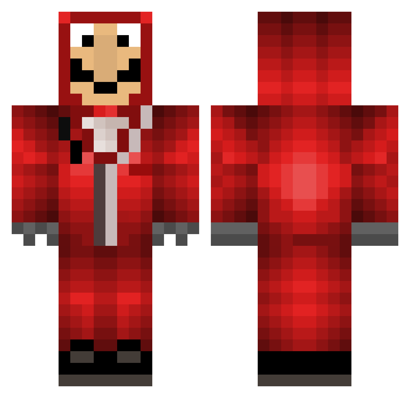 Airci Minecraft skin, front and back view