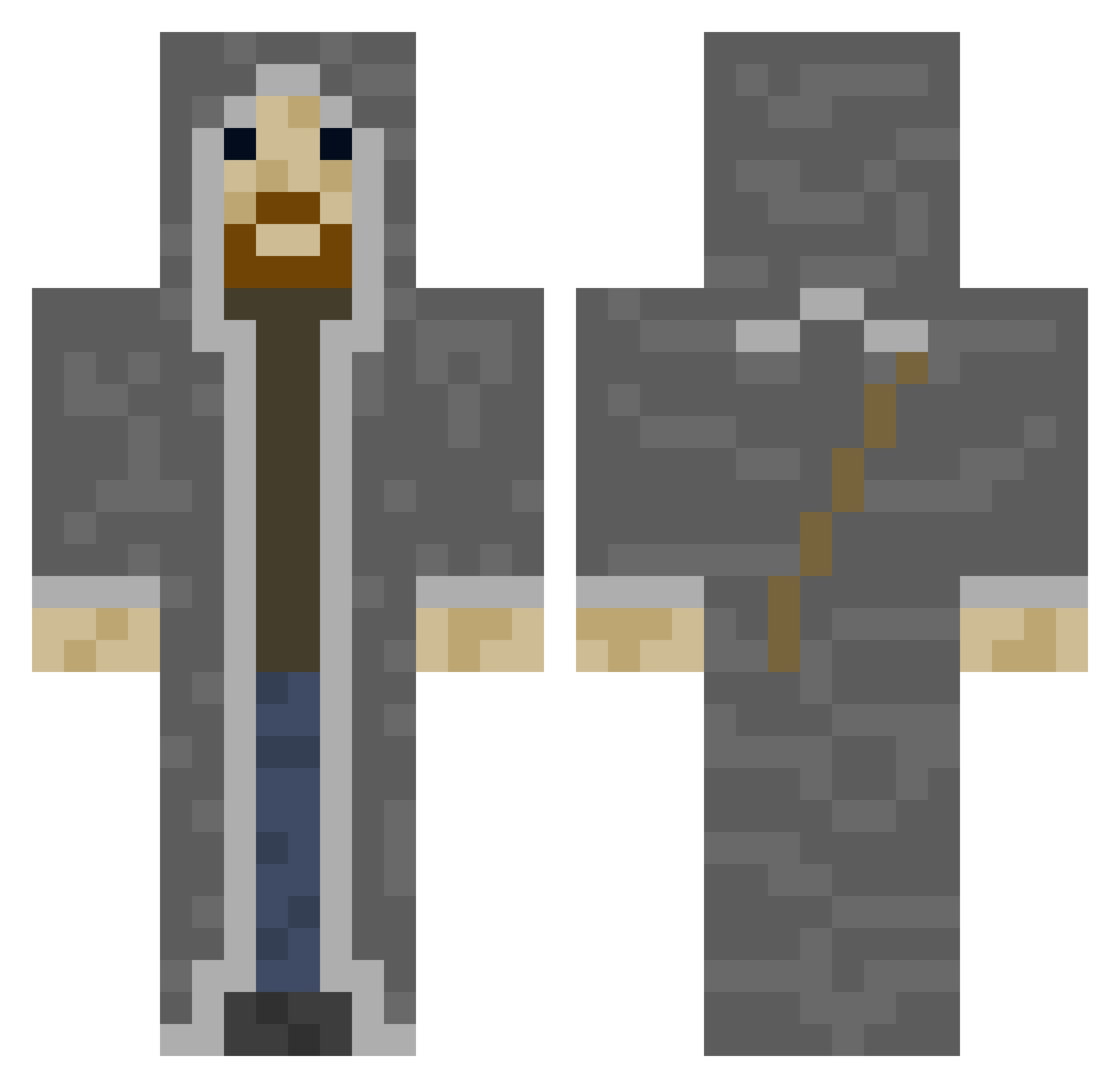 Jamesisblue Minecraft skin, front and back view