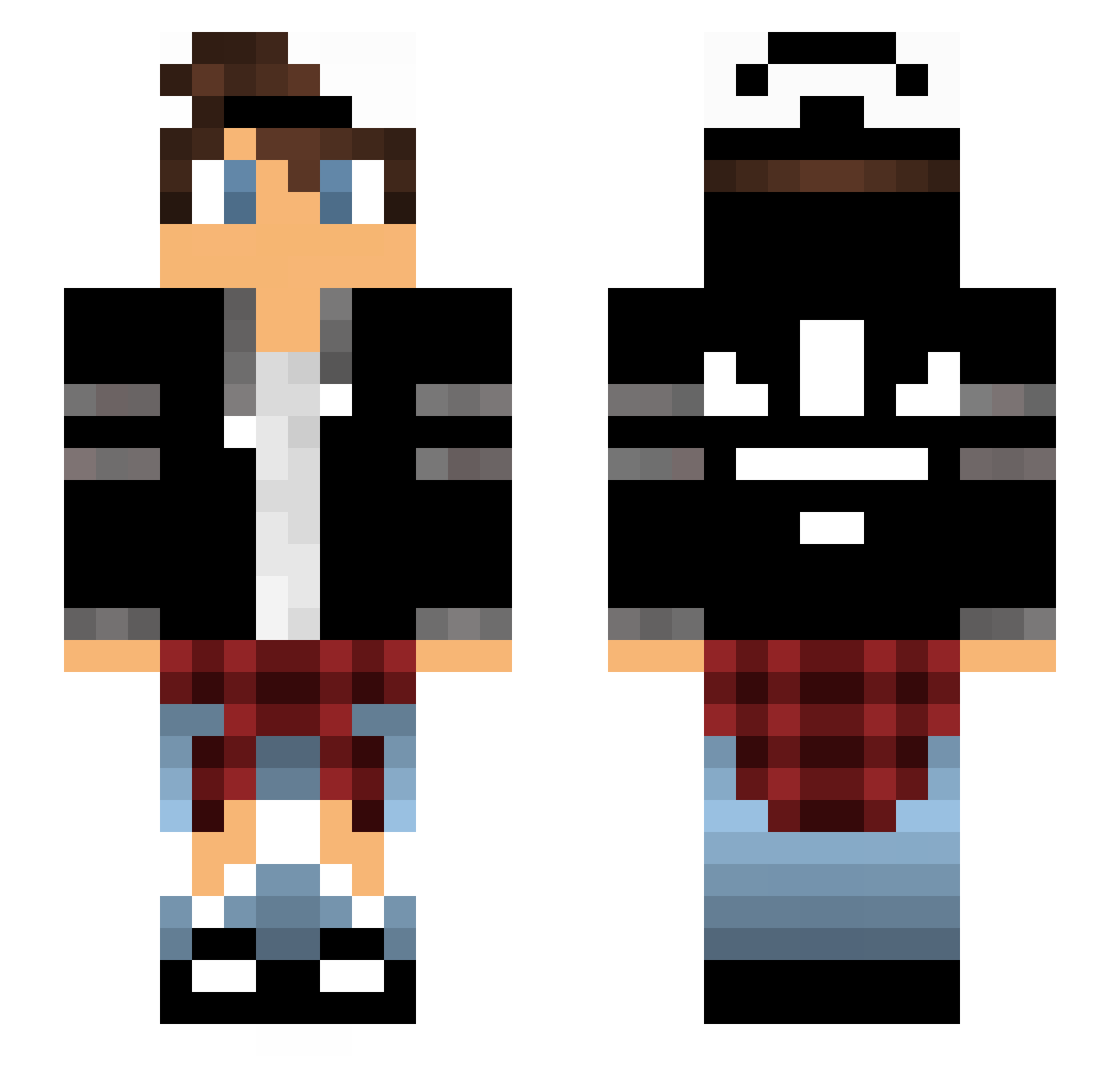 WolfTDK Minecraft skin, front and back view