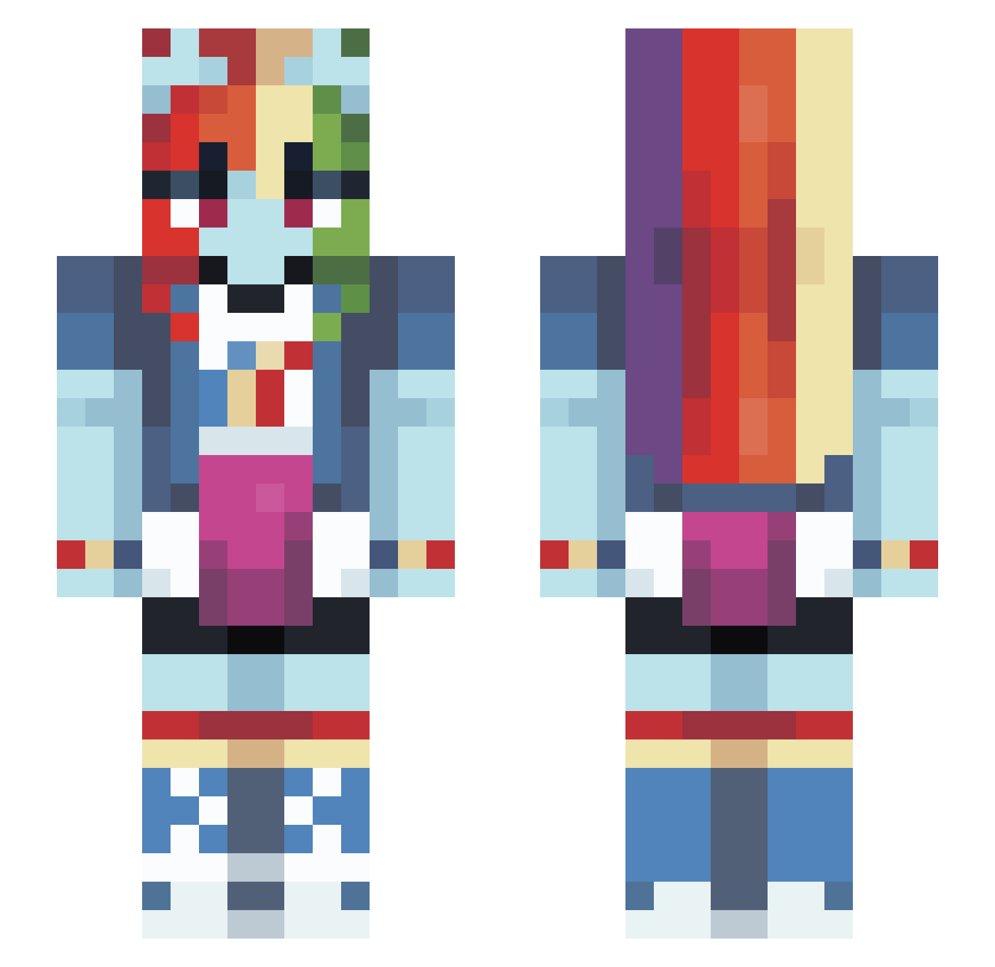 Nika_Bobika Minecraft skin, front and back view