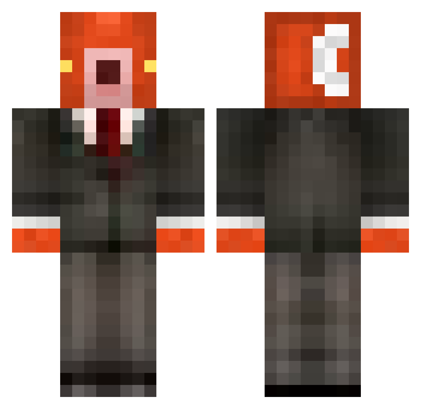 Sloppy Minecraft skin, front and back view