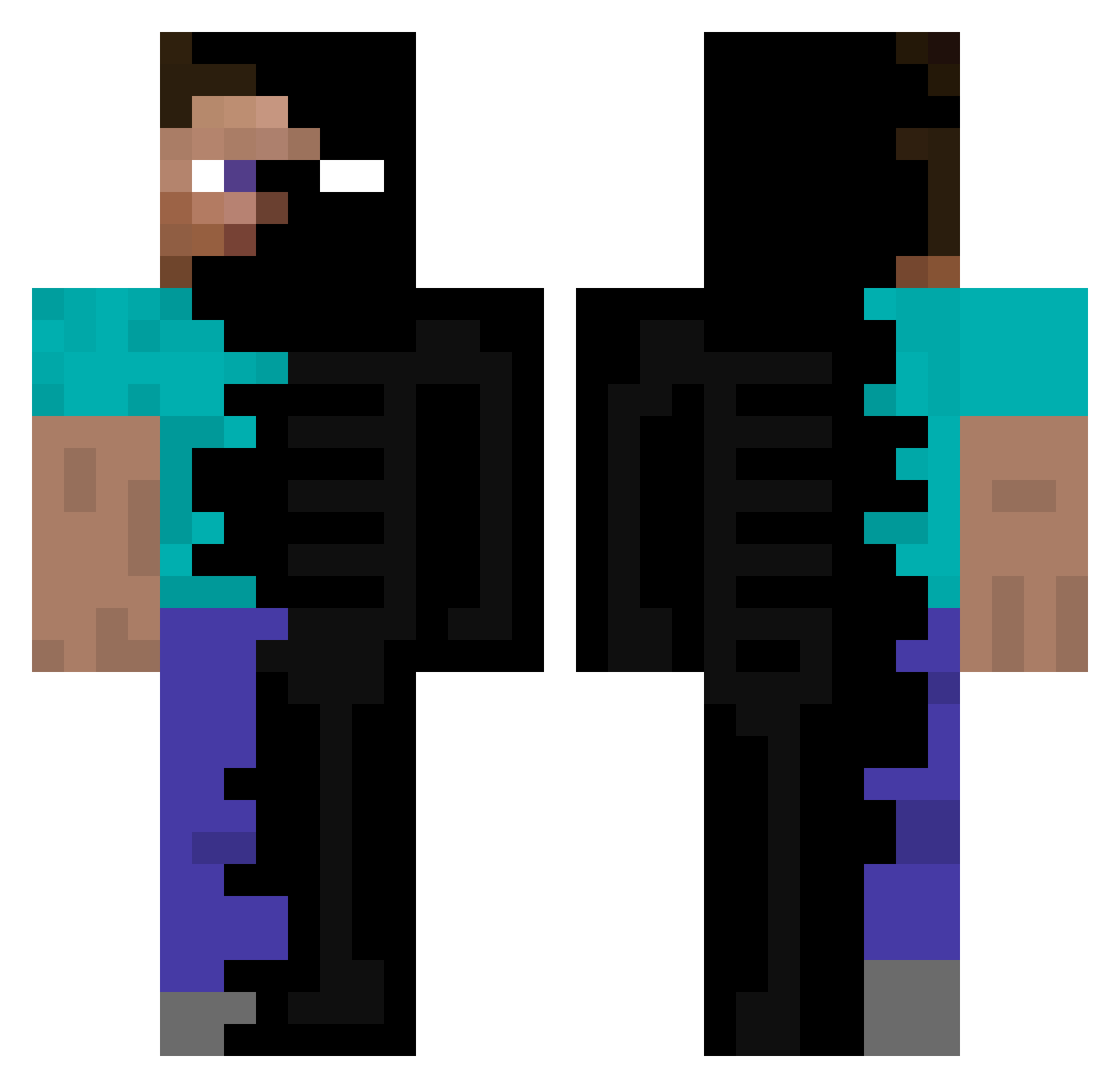 thecursedcapitan Minecraft skin, front and back view