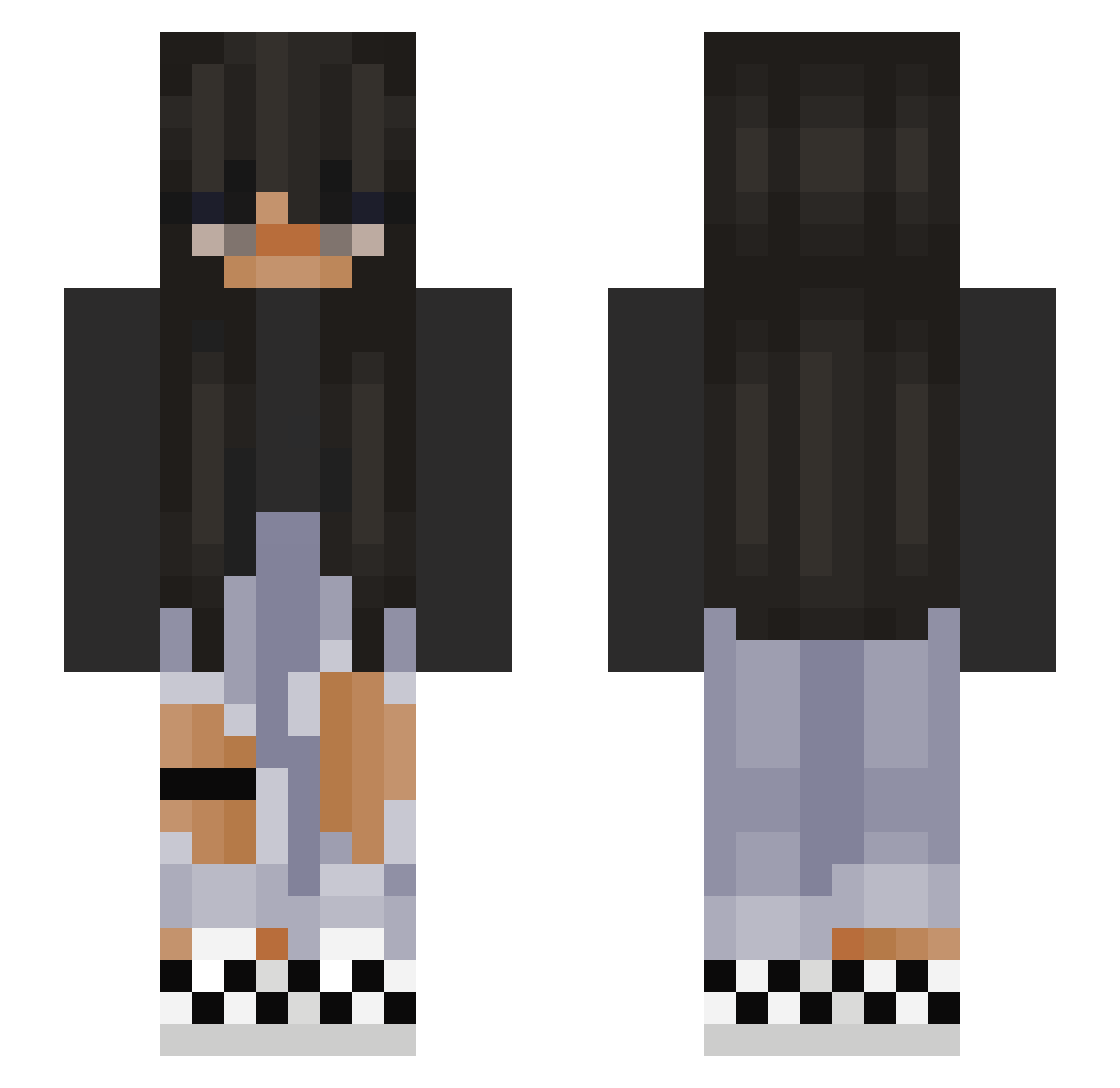 MustyWhytnee Minecraft skin, front and back view