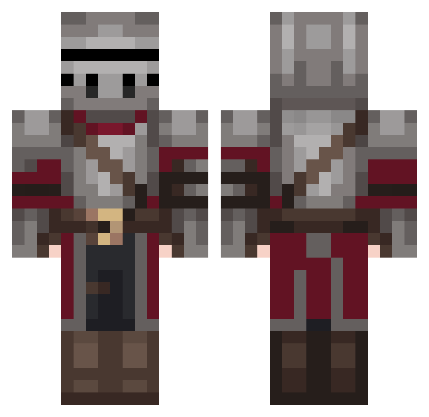 Aposd Minecraft skin, front and back view