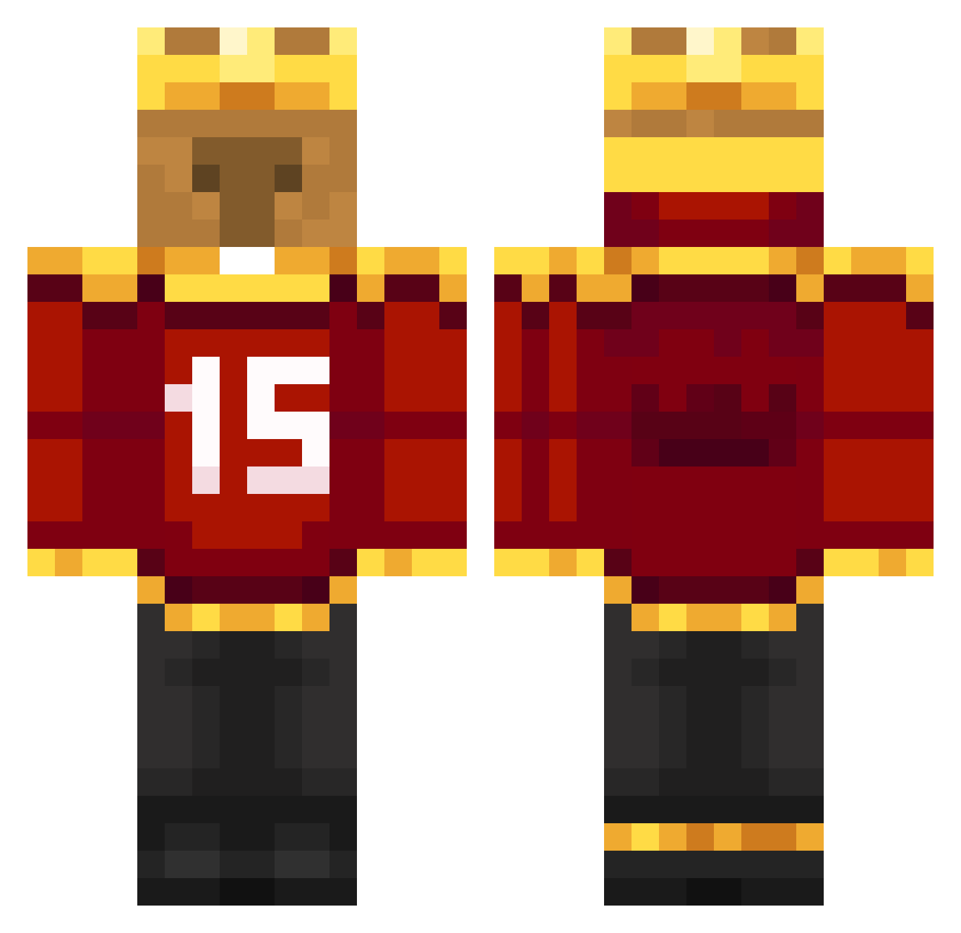 Alefire17010 Minecraft skin, front and back view