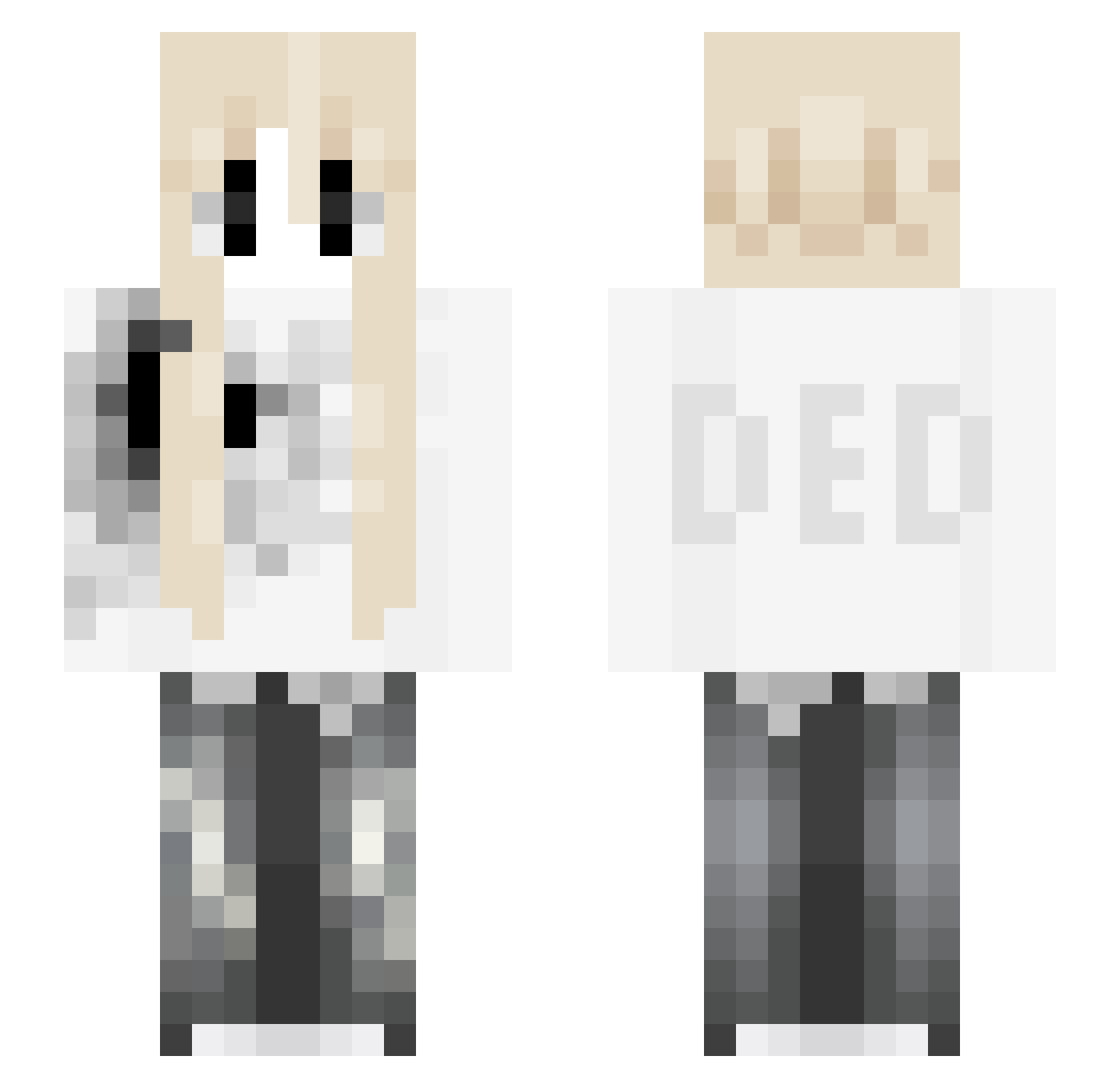 qqAska Minecraft skin, front and back view