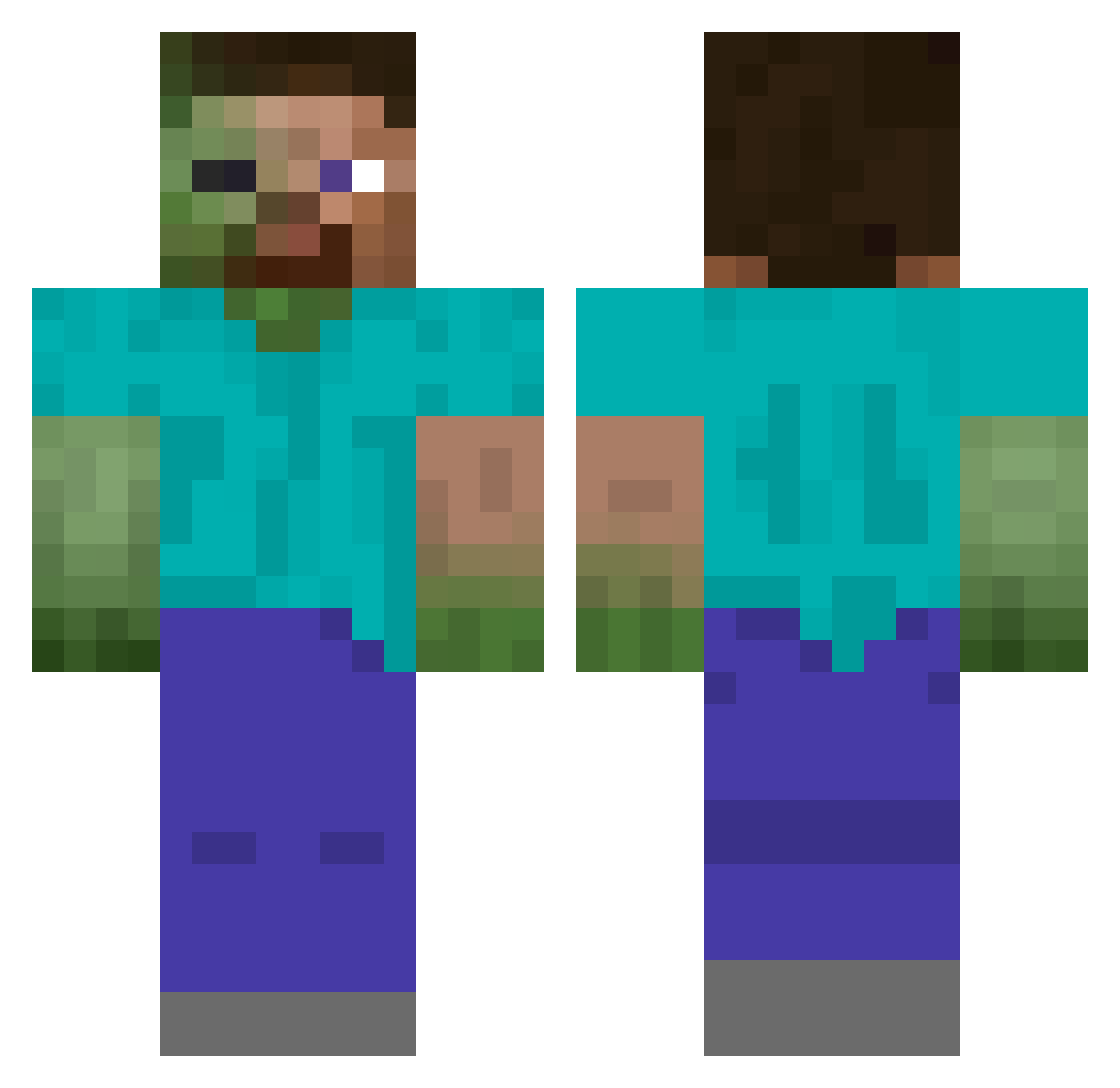 zombiefiedYT Minecraft skin, front and back view