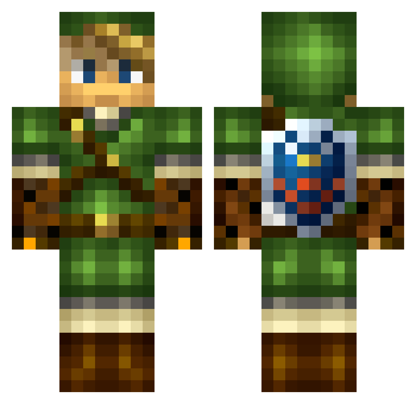 OUThunt Minecraft skin, front and back view