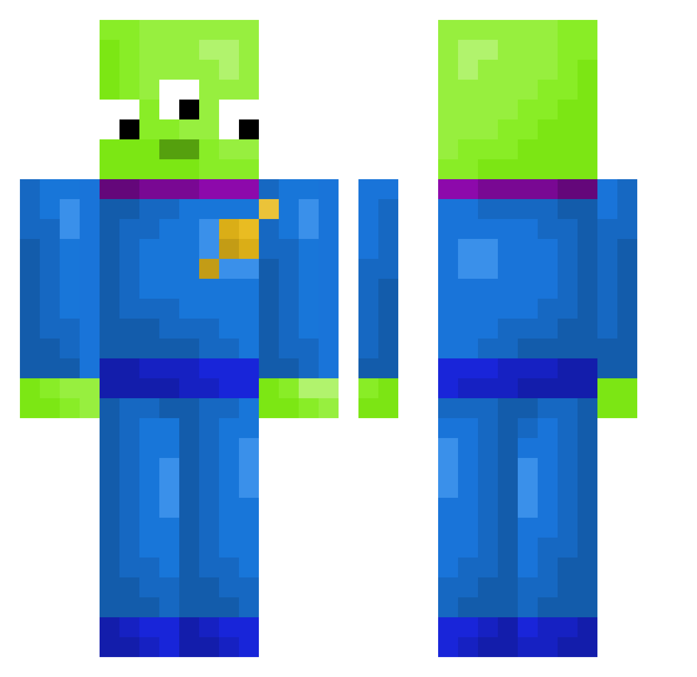 golden123 Minecraft skin, front and back view
