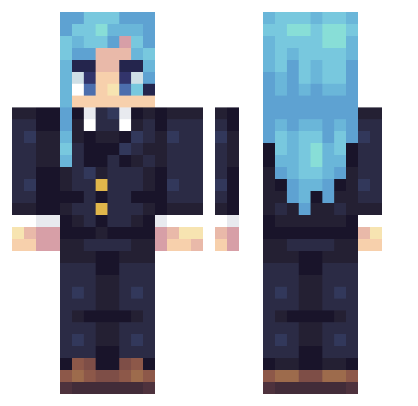 Kasumi_Miwaaa Minecraft skin, front and back view