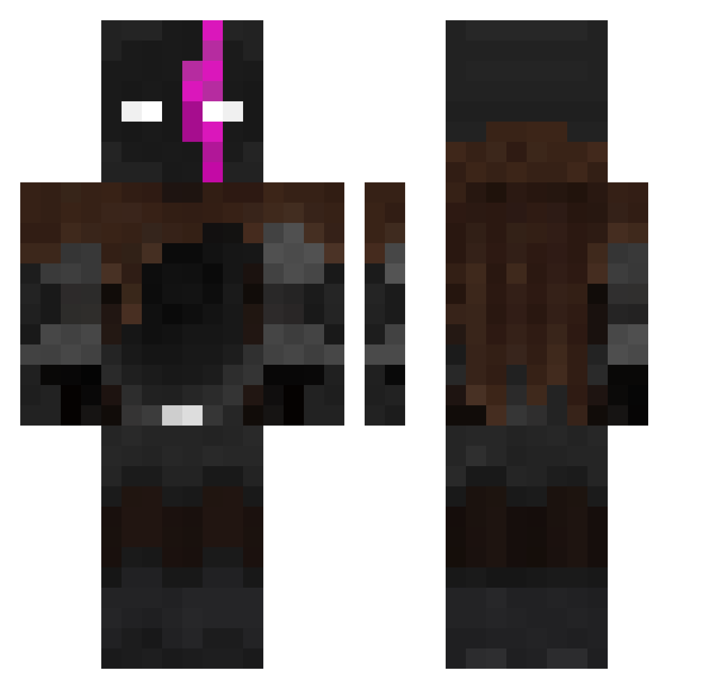 Zynqxr Minecraft skin, front and back view