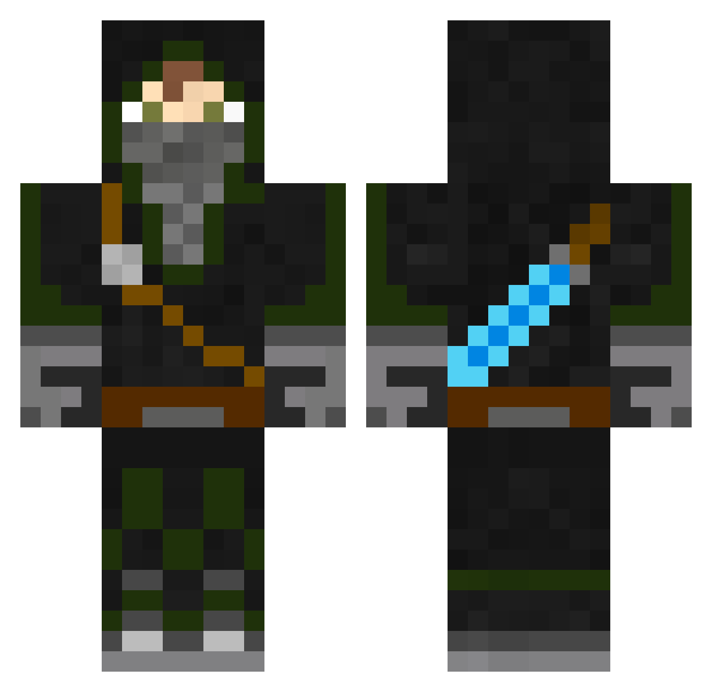 Deadlight Minecraft skin, front and back view