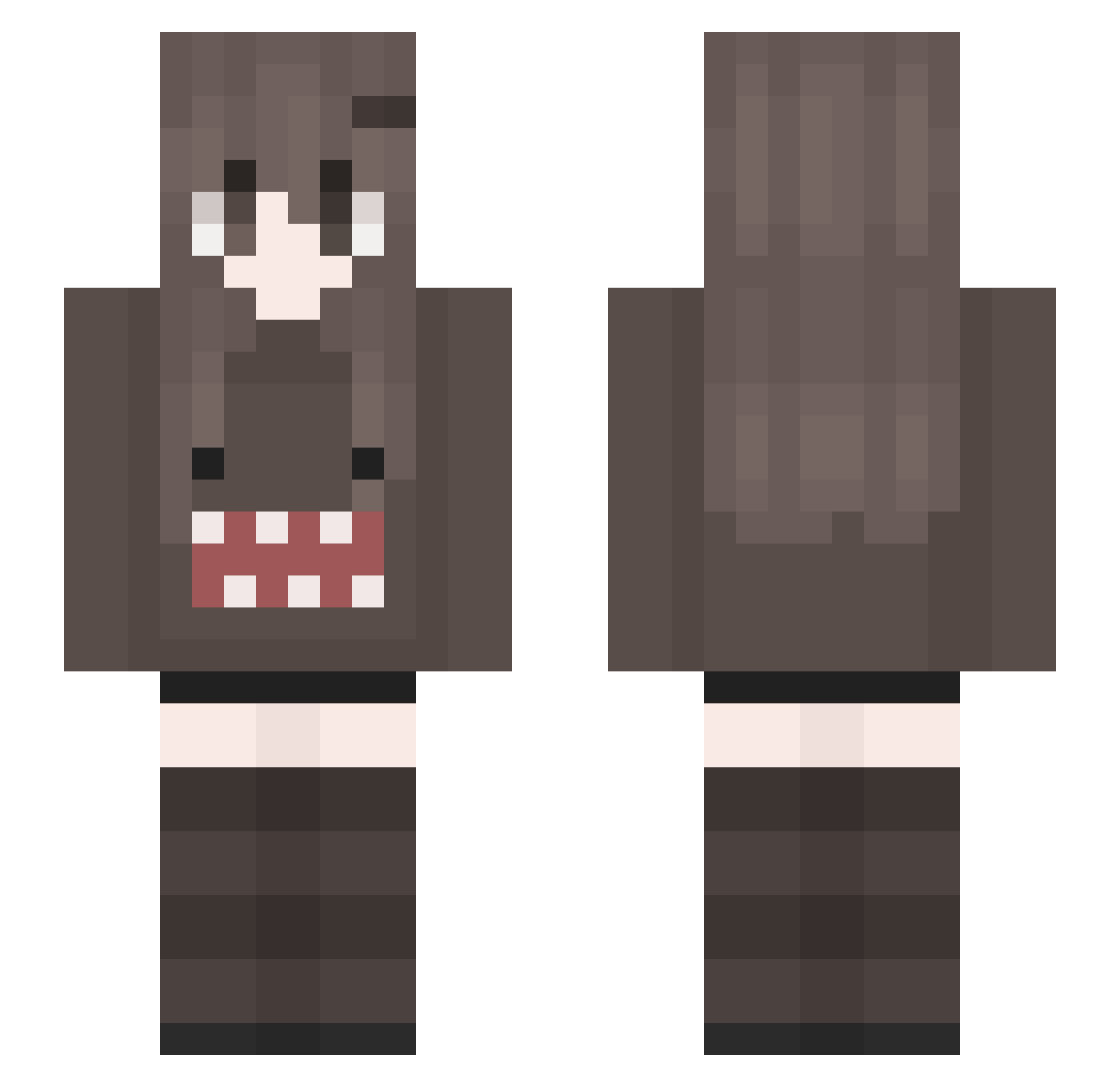 CYB3RCAT3R1NA Minecraft skin, front and back view