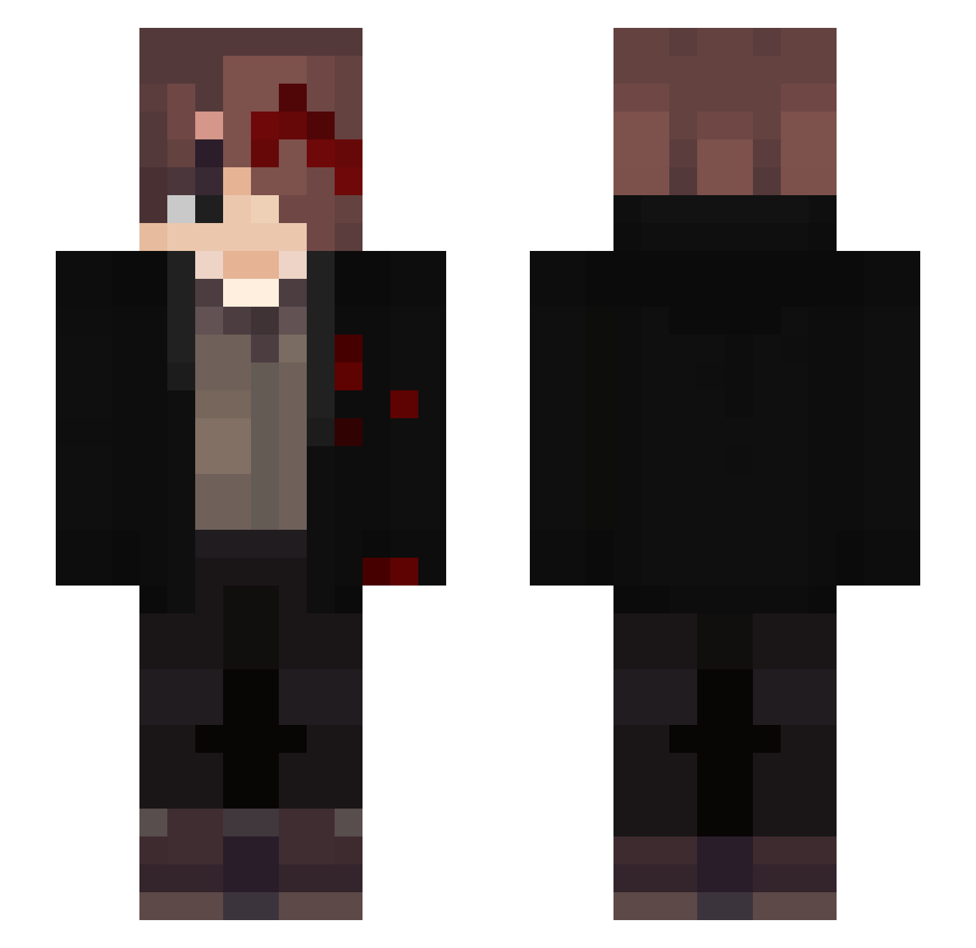 NightRaid_ Minecraft skin, front and back view