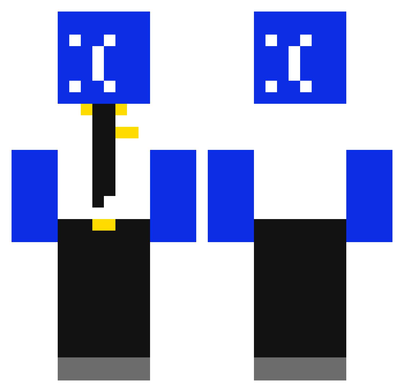 MELO123XD Minecraft skin, front and back view