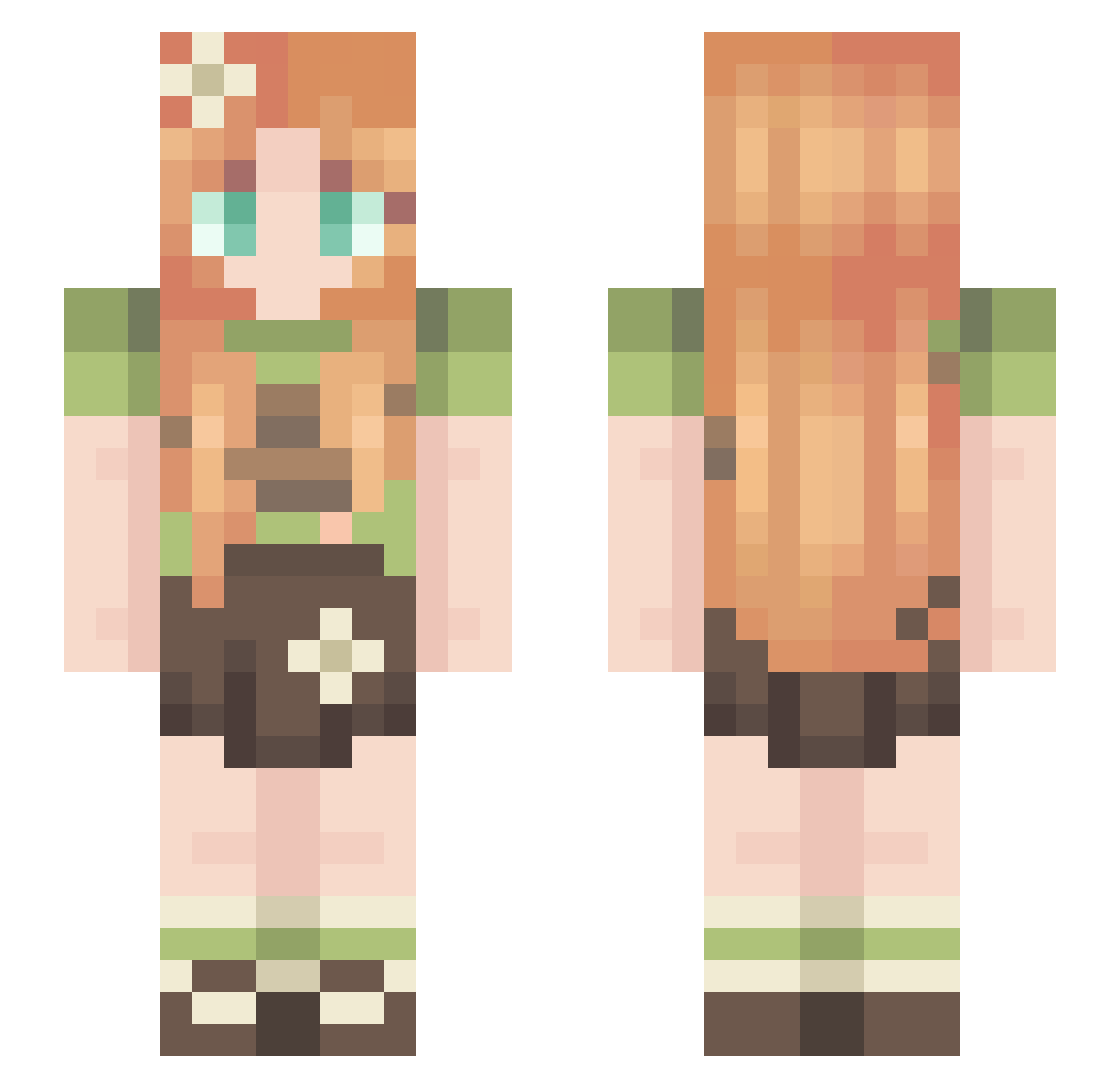 TaylorWrites41 Minecraft skin, front and back view