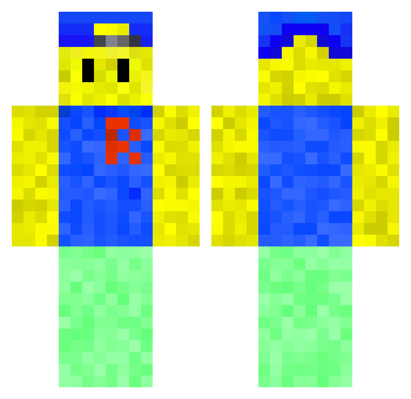 Jayburd Minecraft skin, front and back view