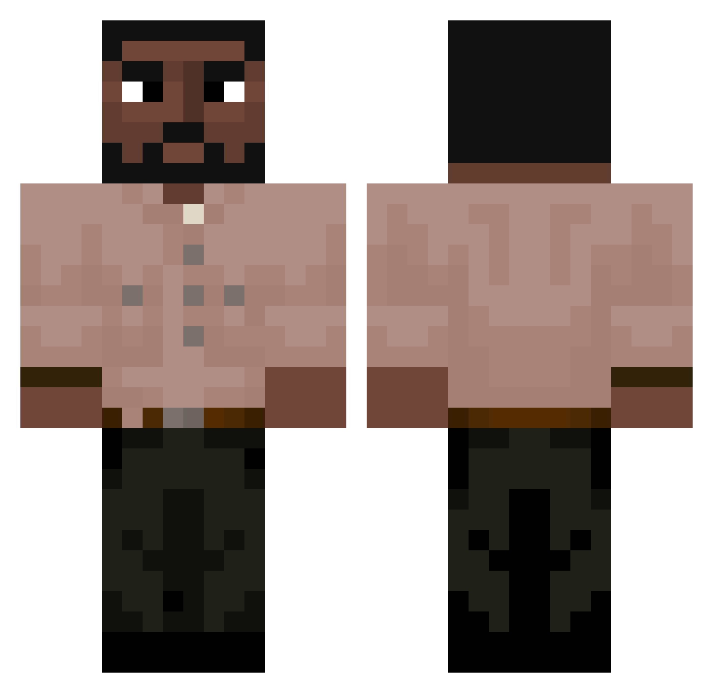 VB4ON Minecraft skin, front and back view