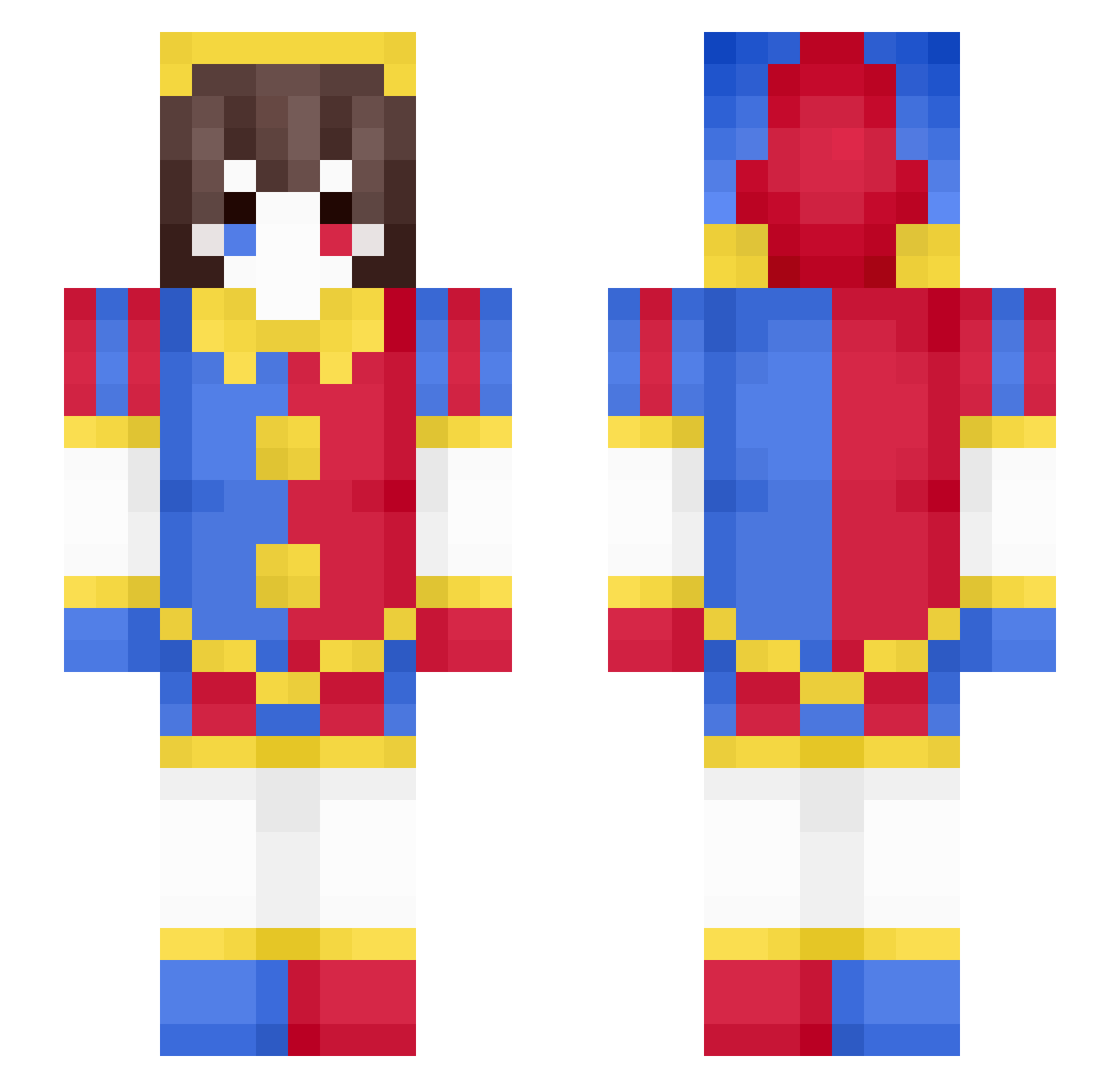 FinnYamete Minecraft skin, front and back view