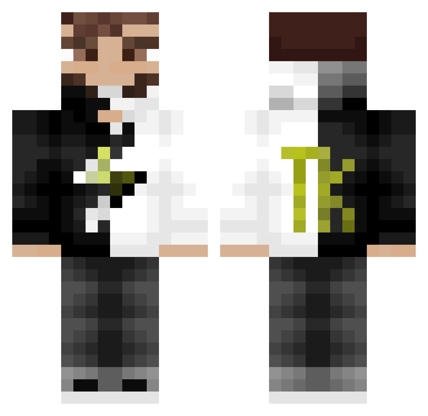 Charlslatanes Minecraft skin, front and back view