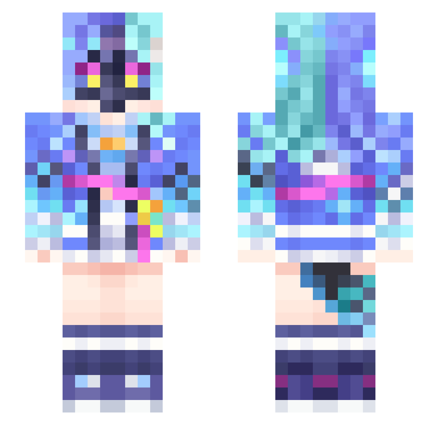 Azreyaa Minecraft skin, front and back view