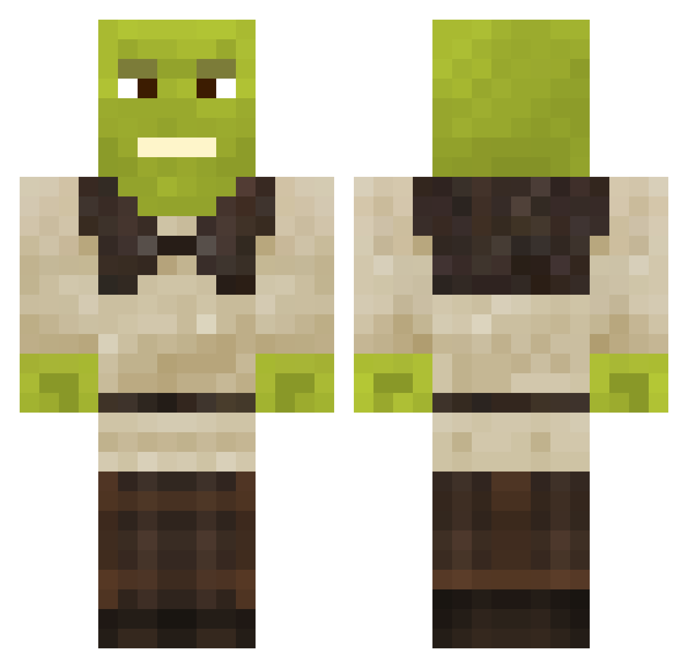 Zobeca Minecraft skin, front and back view