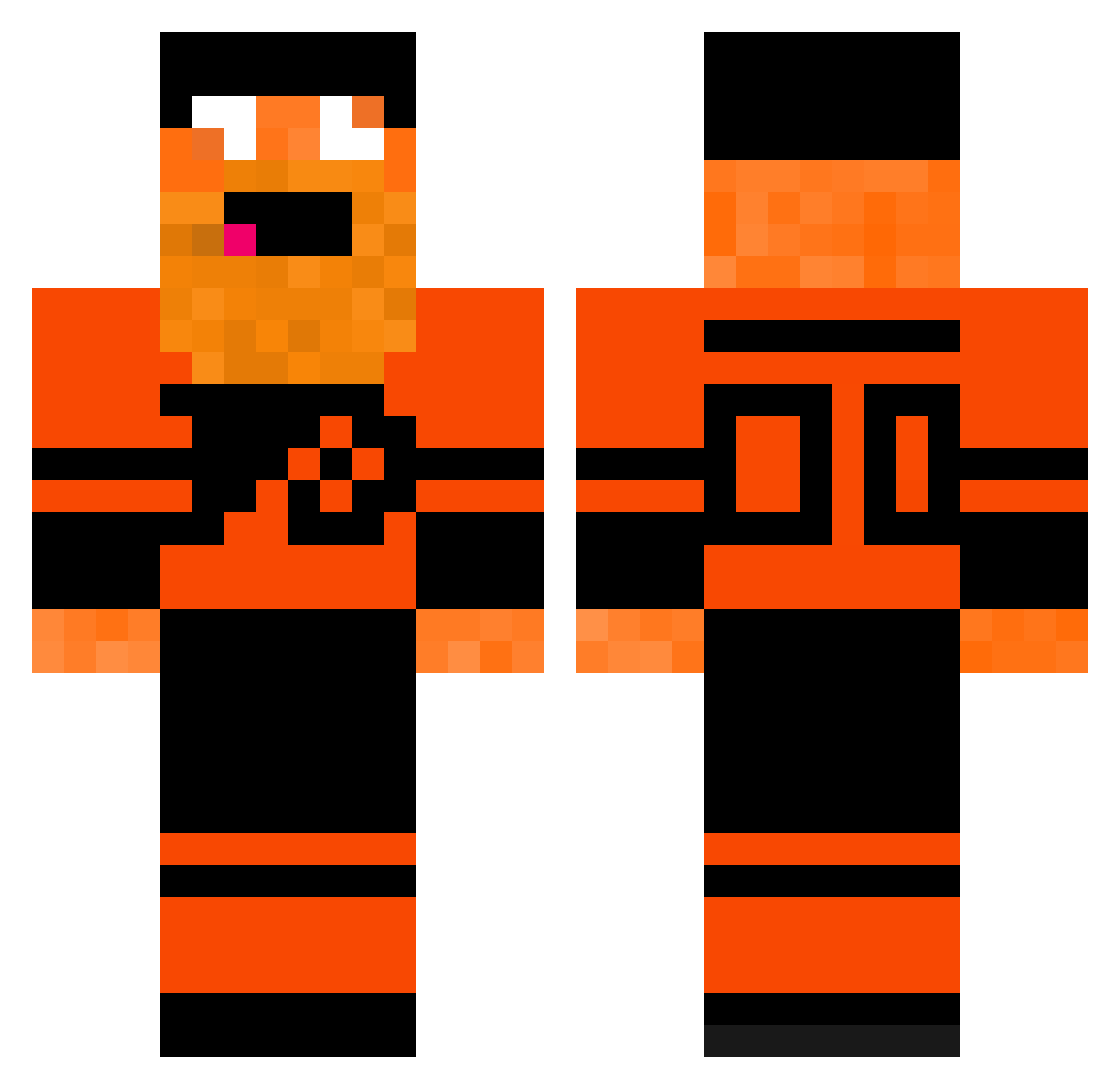 robotcum Minecraft skin, front and back view