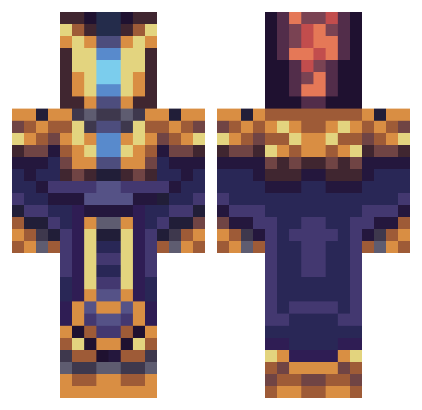 n00u Minecraft skin, front and back view