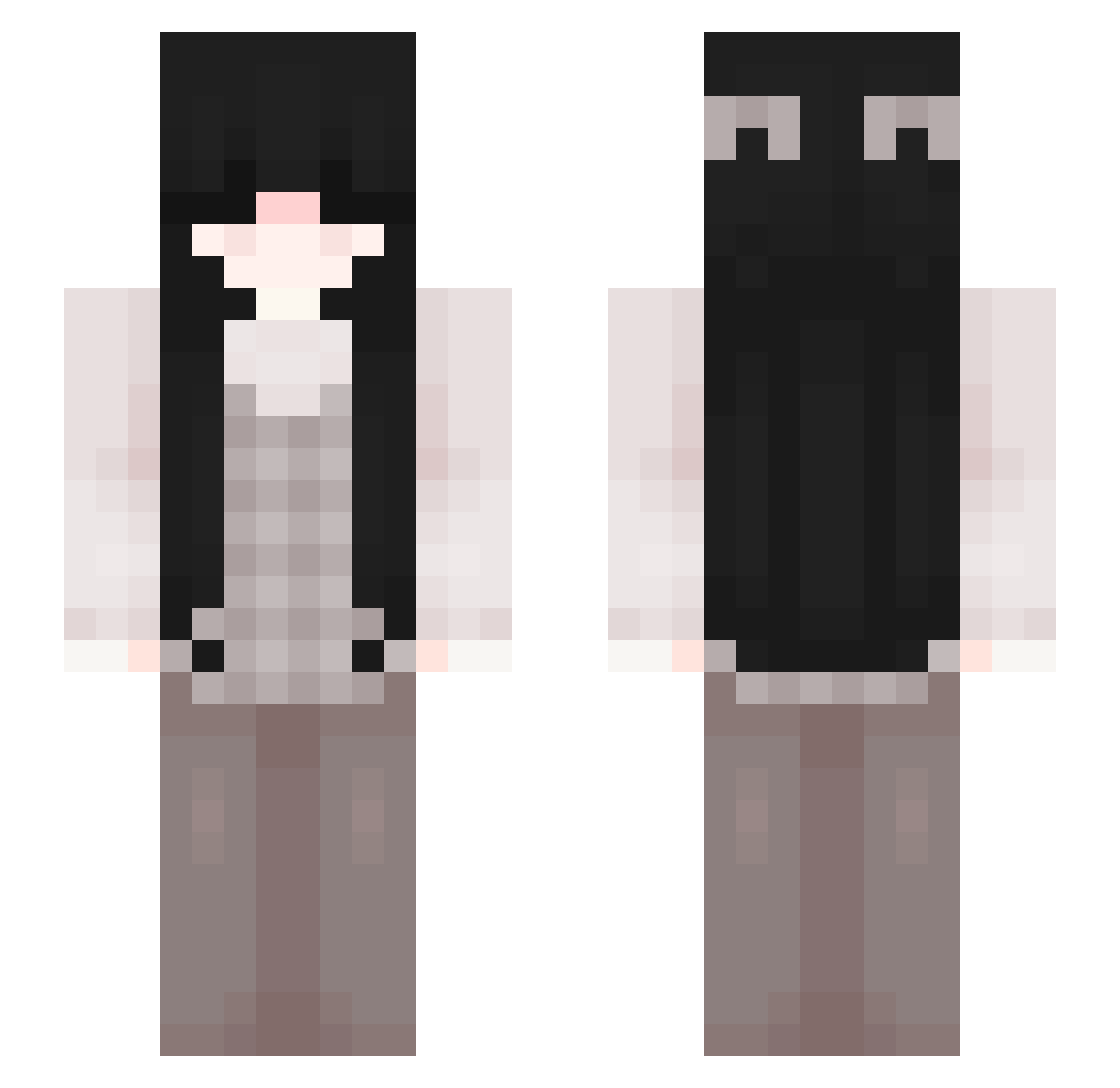 kawx Minecraft skin, front and back view