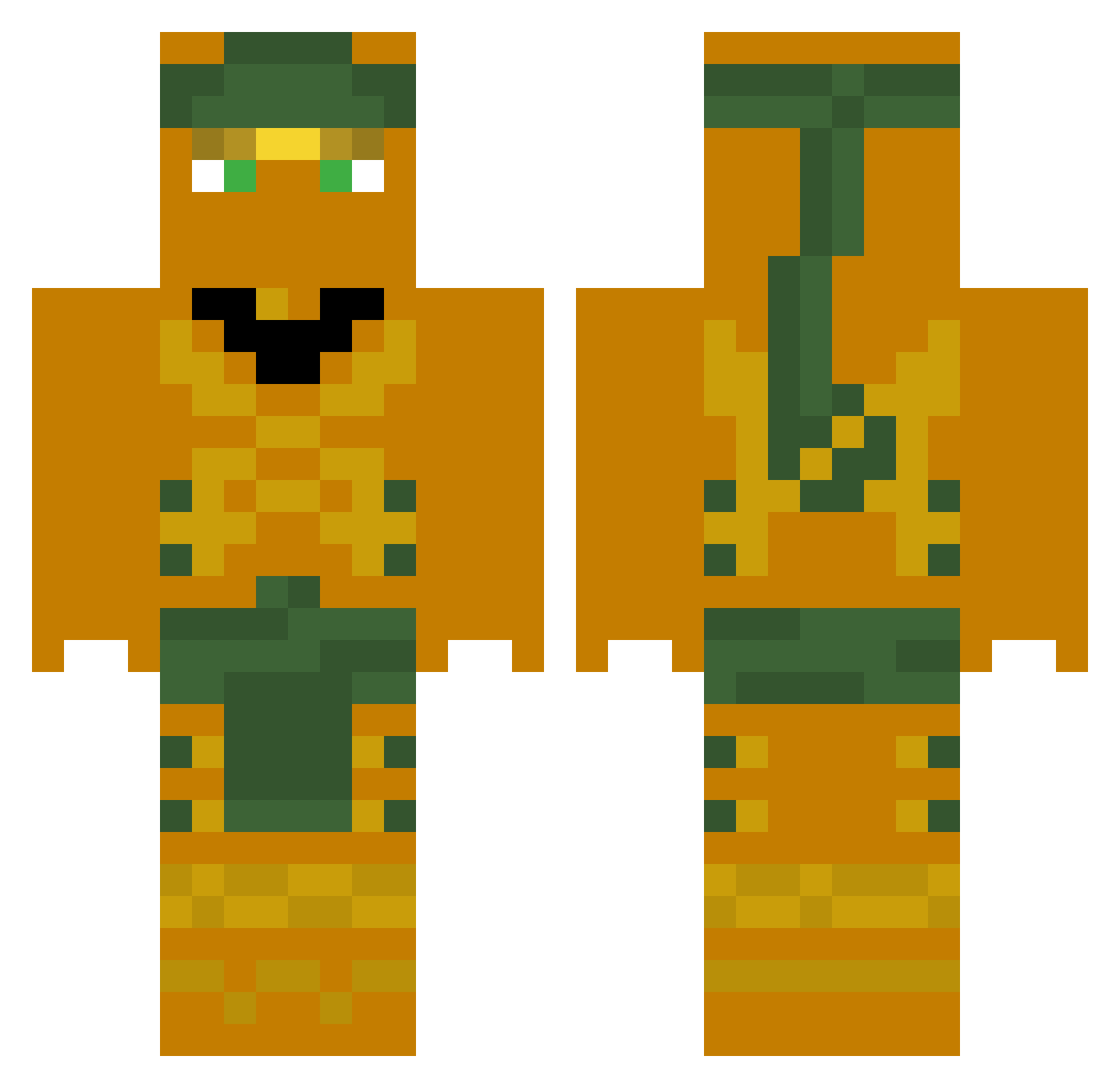 DinoBiceps Minecraft skin, front and back view