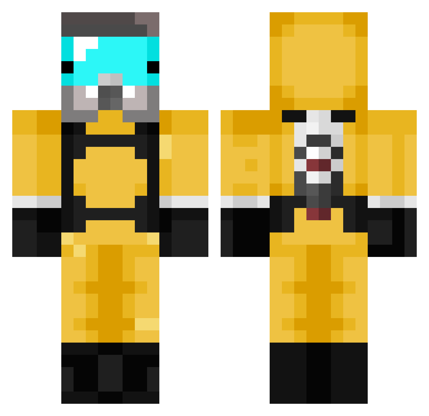 Tourbe Minecraft skin, front and back view