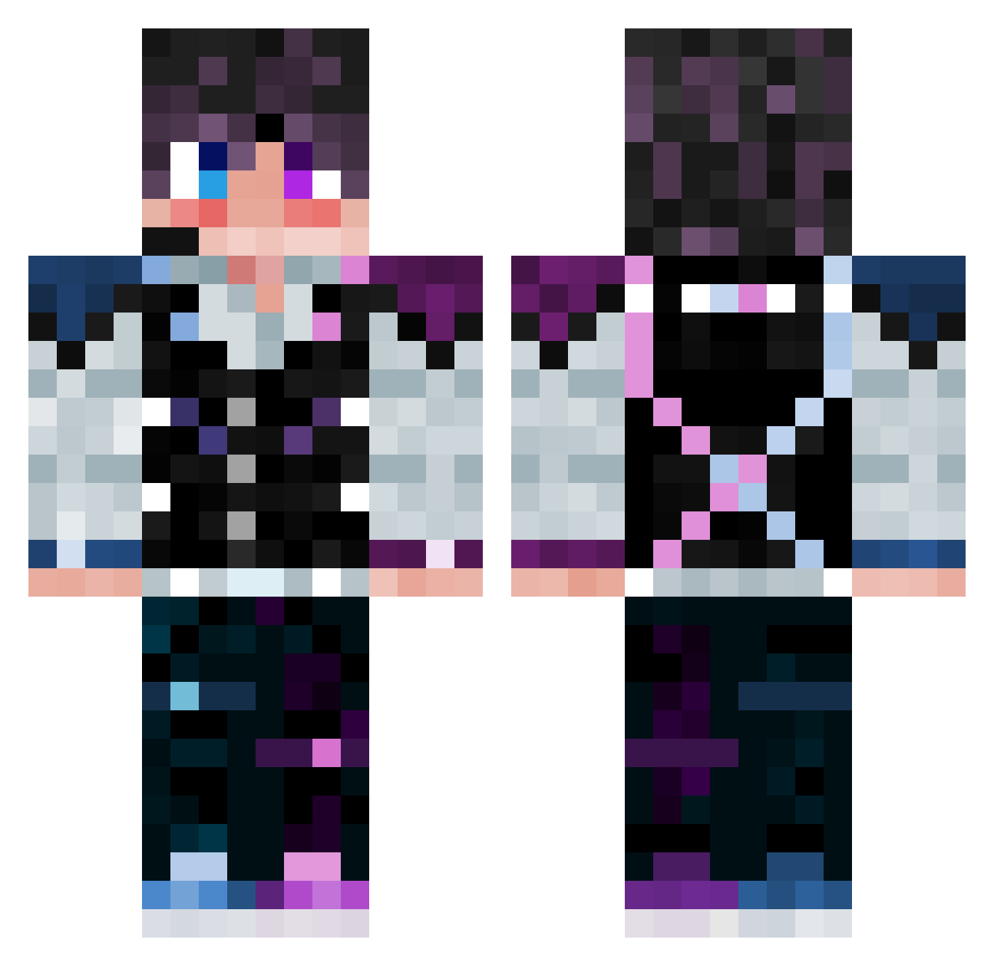 SoniTech Minecraft skin, front and back view