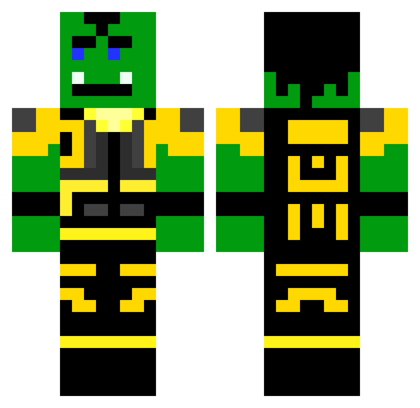 Moppers Minecraft skin, front and back view