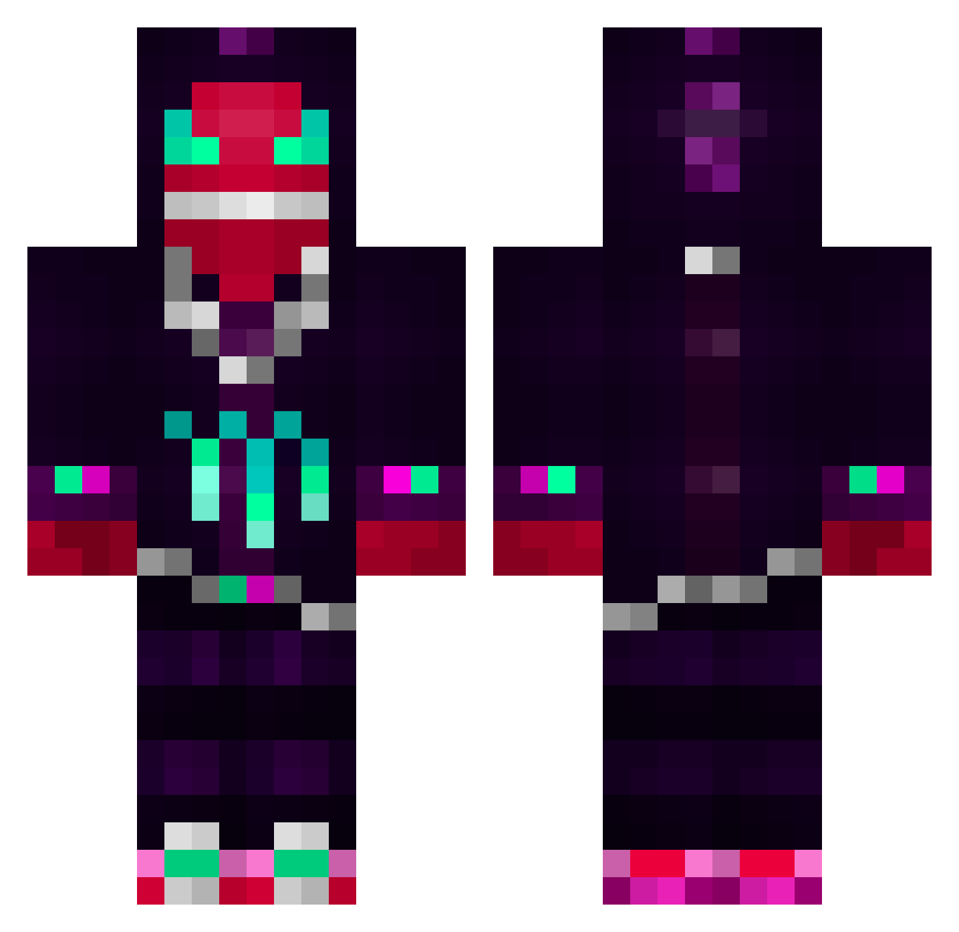Fr1lxncer Minecraft skin, front and back view